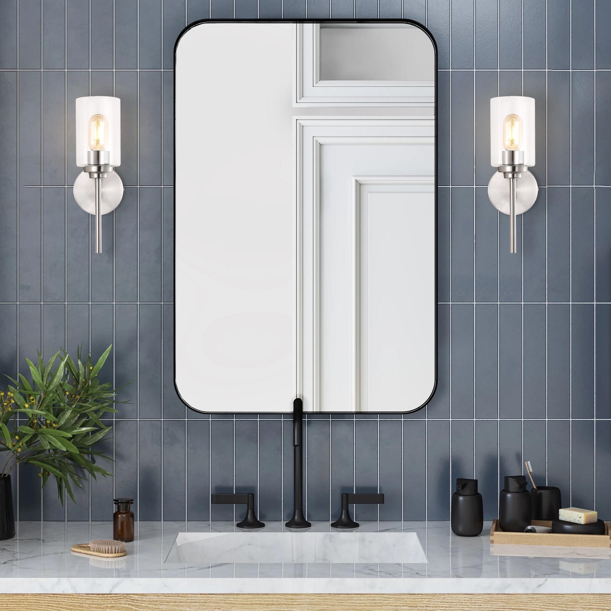 Juno 13 in. 1-Light Nickel Farmhouse Industrial Iron Cylinder LED Wall Sconce Vanity Light