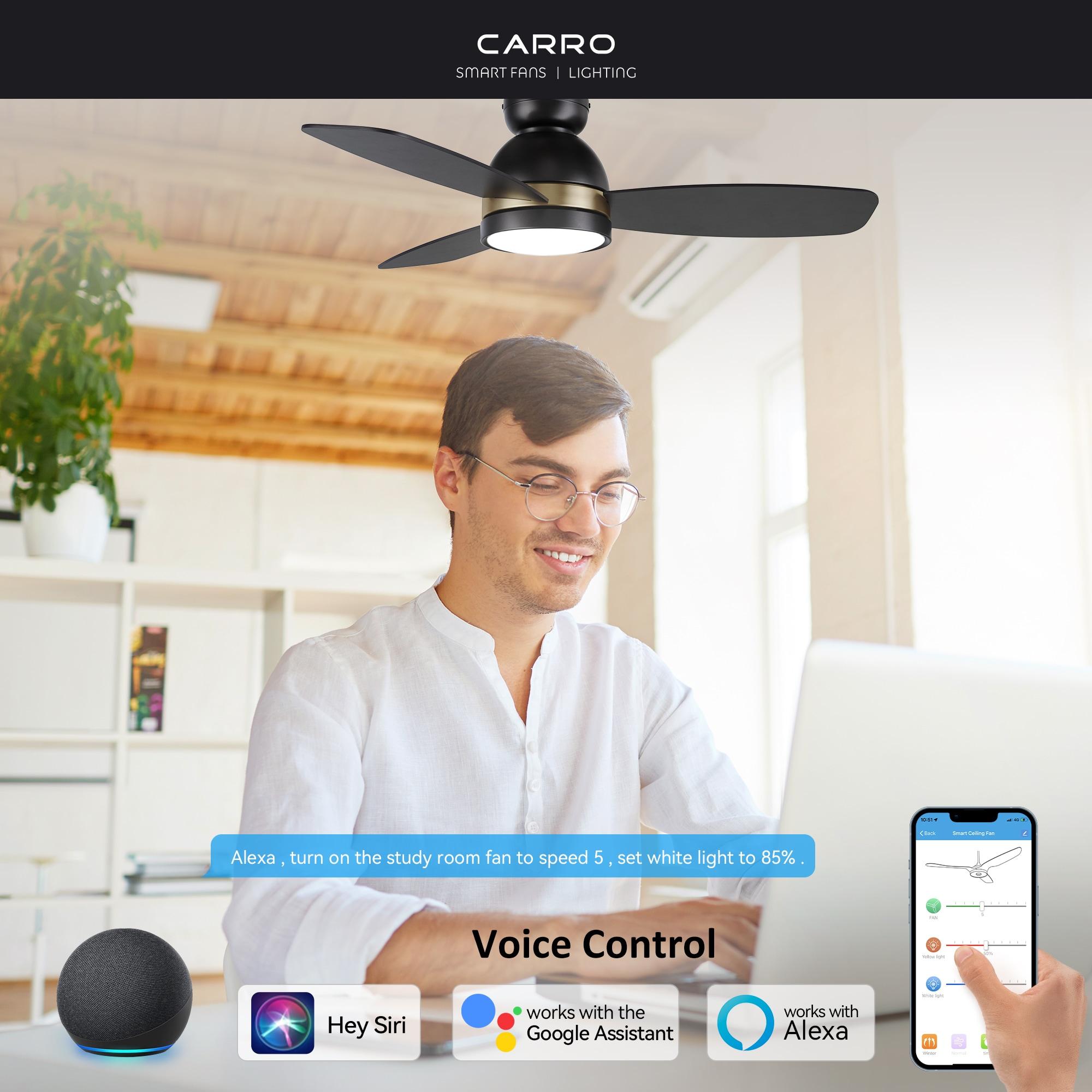 Smart Flush Mount Ceiling Fan with Light, Remote Control, DC Motor
