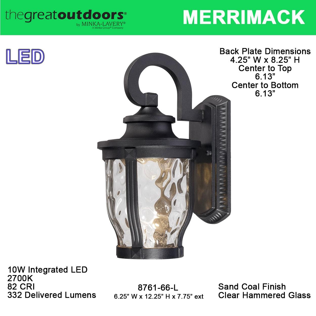 Minka Lavery Rustic Outdoor Wall Light Fixture Black LED 12 1/4" Clear Hammered Glass for Post Exterior Barn Deck Porch Yard Patio