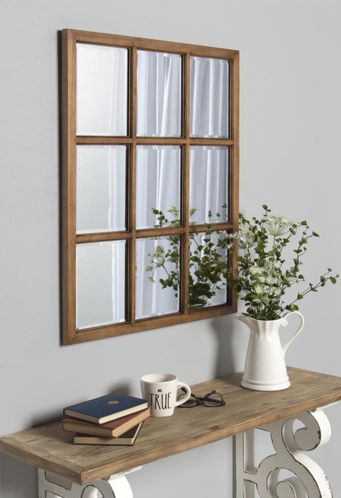 26" x 32" Hogan Windowpane Framed Wall Mirror Natural - Kate and Laurel