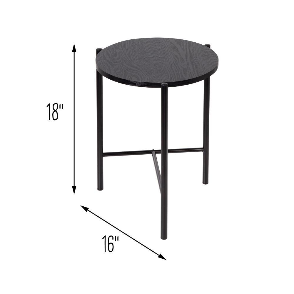 Honey-Can-Do Round Side Table with T-Pattern Base, Black