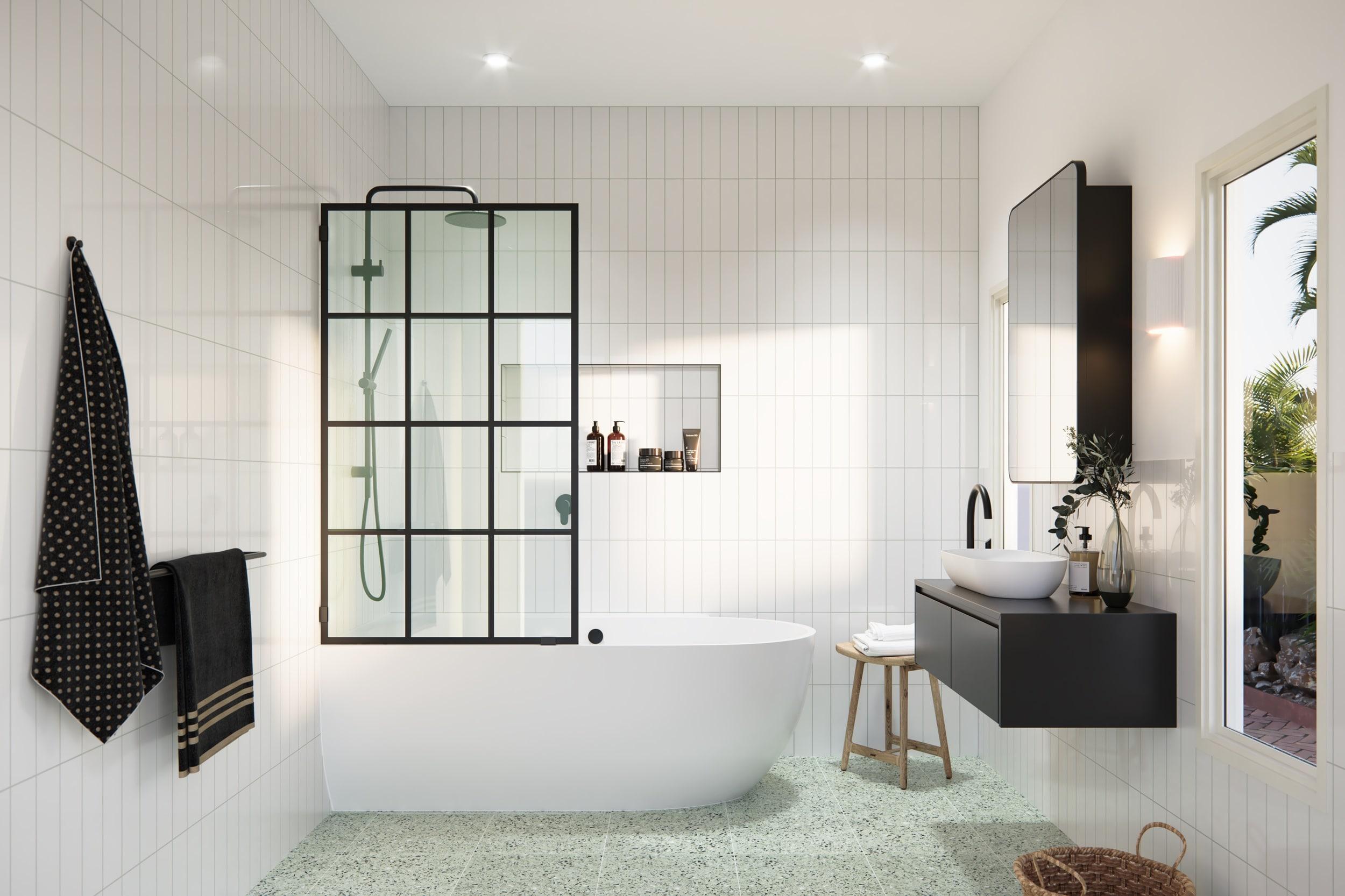 Esprit 34 in. x 58.25 in. French Monture Single Fixed Bath Panel