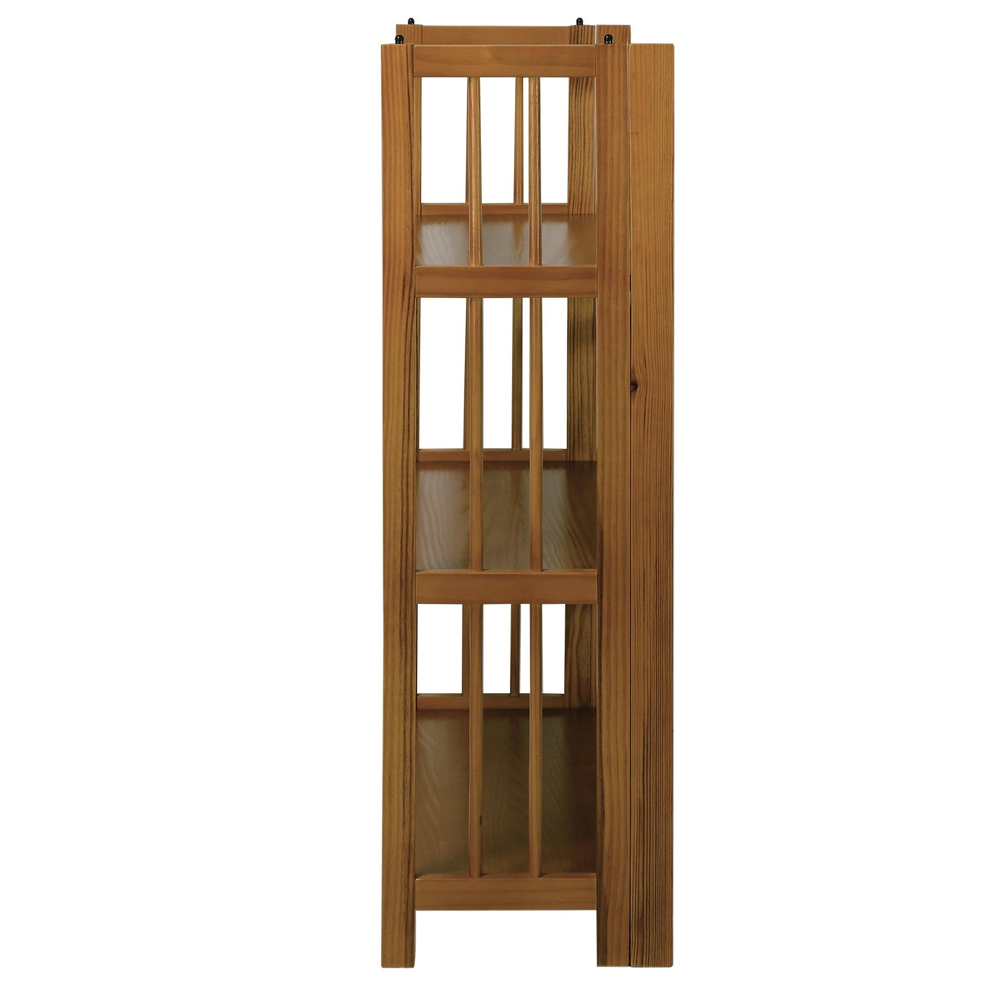 3 Shelf Folding Stackable Bookcase, 27.5" Wide, Espresso