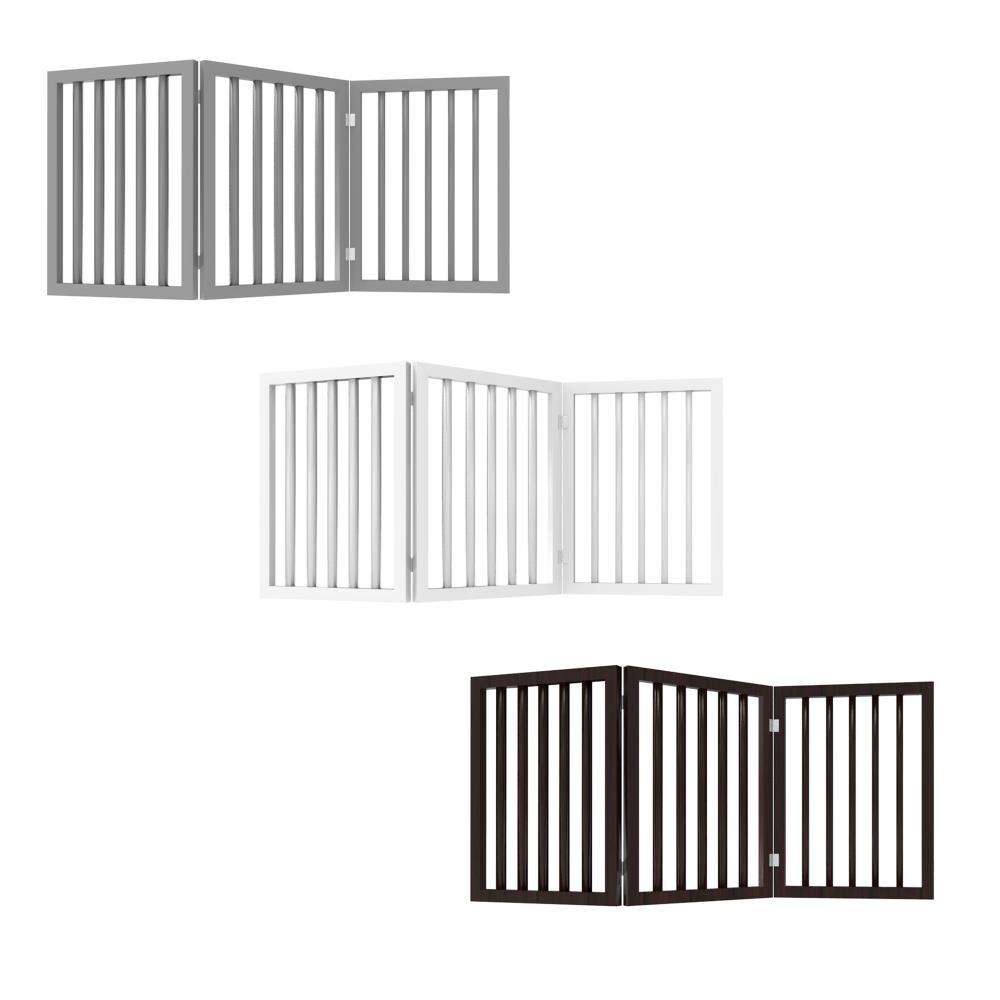 Pet Adobe Freestanding 3-Panel Pet Gate for Hallways, Doorways, and Stairs - 54.75", Dark Brown