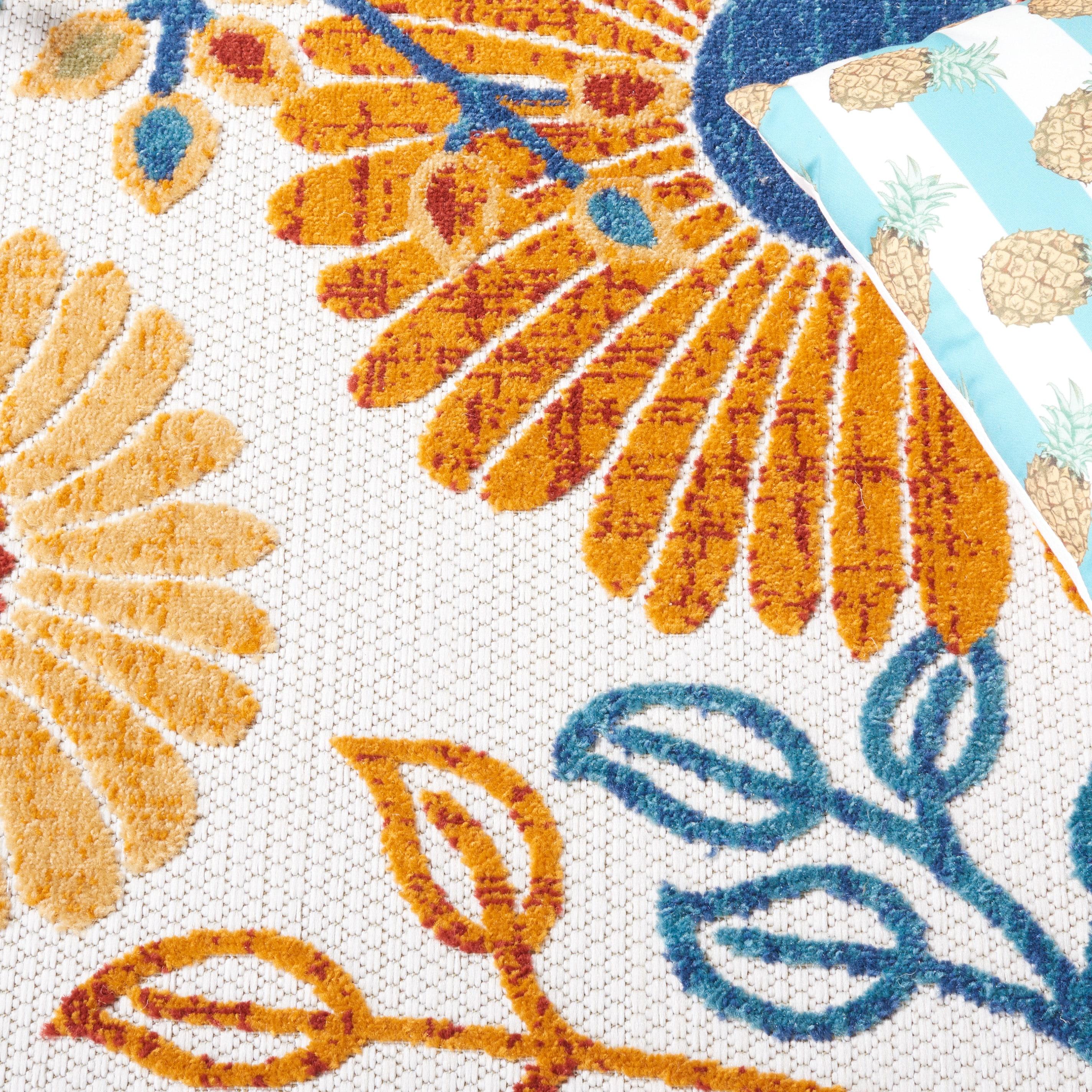 Cabana CBN832 Power Loomed Indoor/Outdoor Area Rug - Creme/Red - 5'3"x5'3" - Safavieh