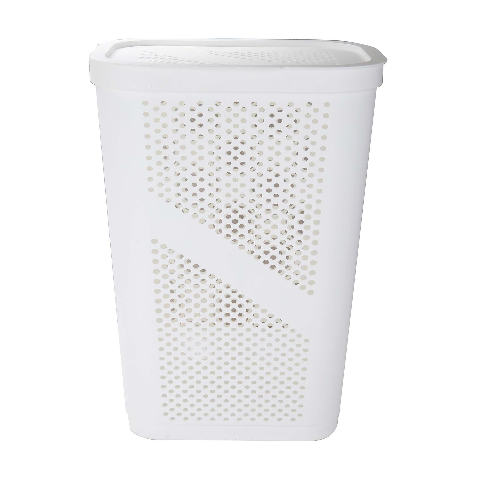 Mind Reader Mind Reader 60L Slim Laundry Hamper, Clothes Basket, Lid, Ventilated, Plastic, 17.25"L x 13.75"W x 23.5"H, 2-Pack