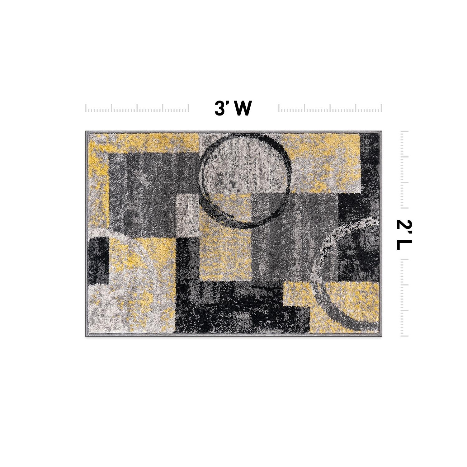 World Rug Gallery Abstract Circle Yellow 2'x3' Area Rug