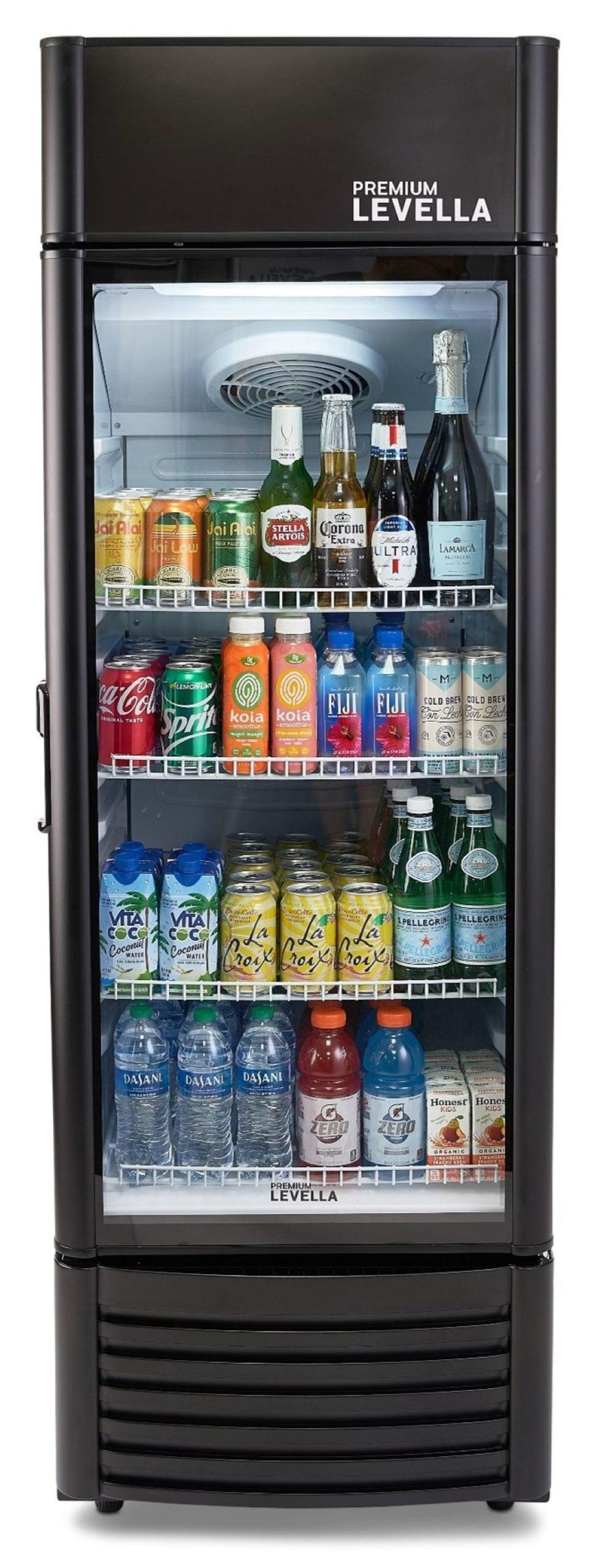 Premium Levella 9.0 cu ft 1-Glass Door Commercial Refrigerator, Matte Black