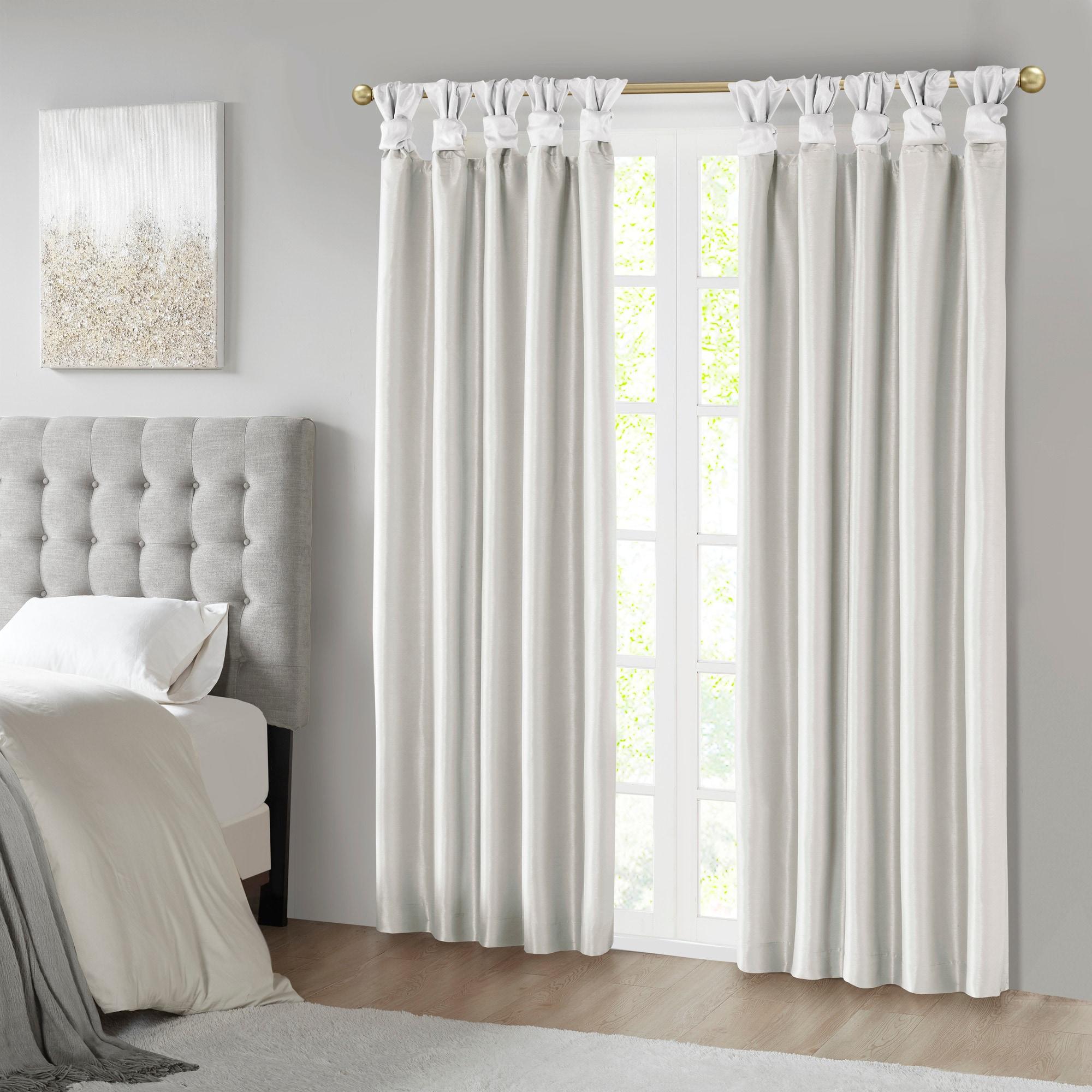 Emilia Faux Silk Twist Tab Total Blackout Window Curtain Panel