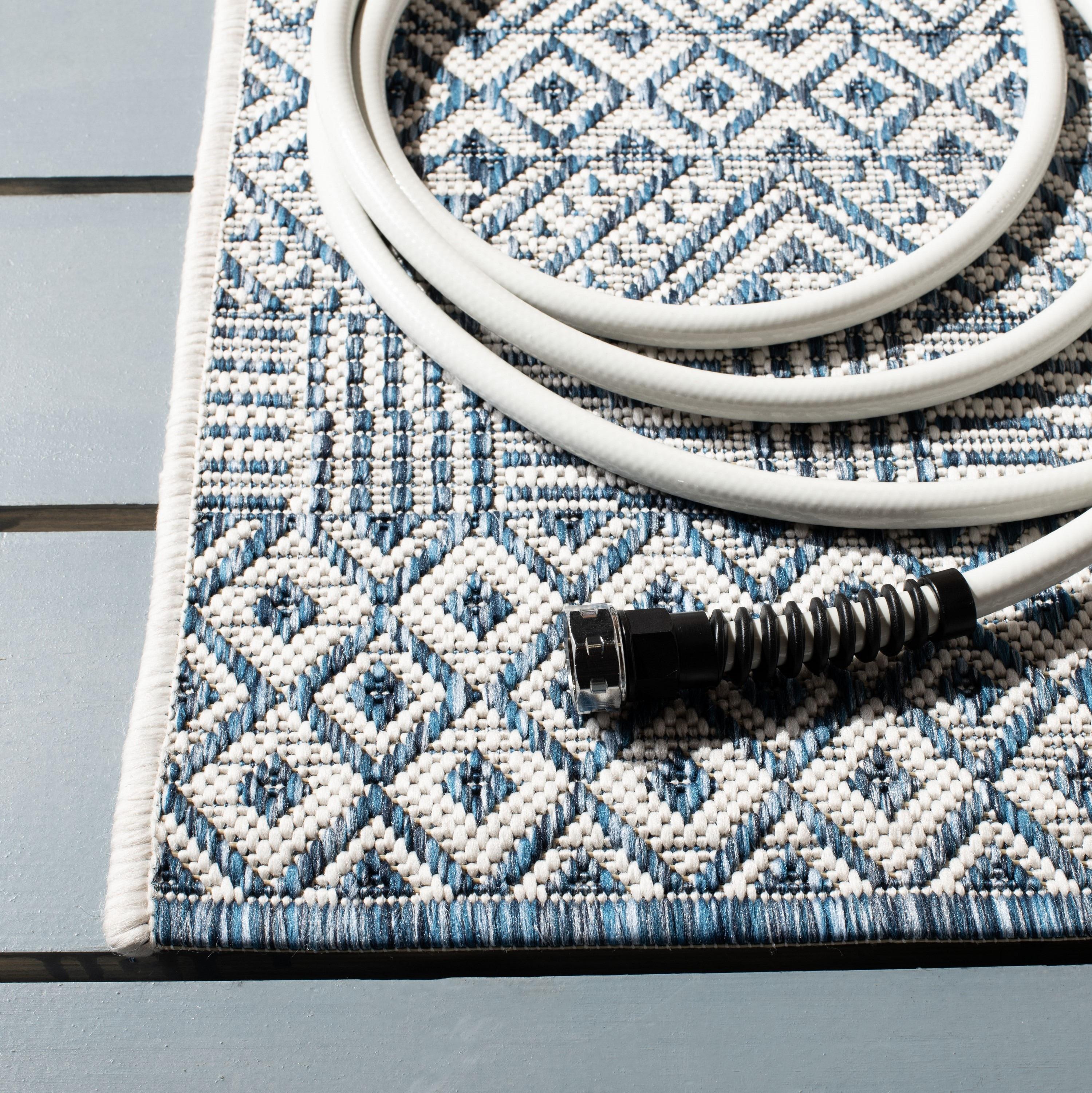 Courtyard CY8235 Power Loomed Indoor and Outdoor Area Rug - Blue/Navy - 6'7"x9'6" - Safavieh
