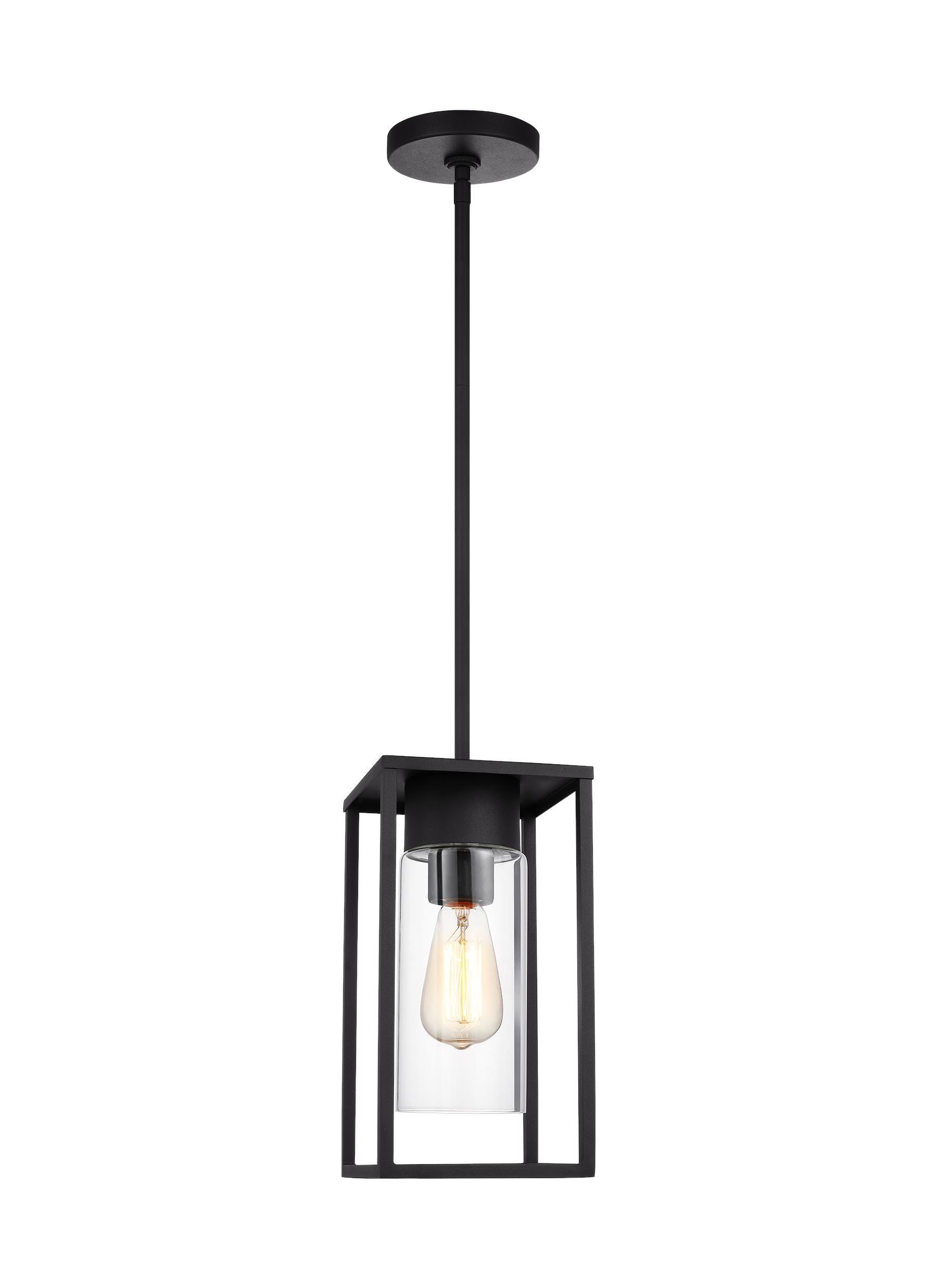 Vado Mini Black Transitional 1-Light LED Outdoor Pendant with Clear Glass