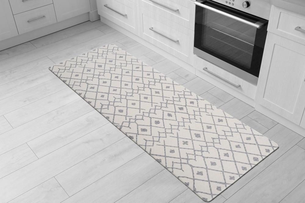 World Rug Gallery Modern Boho Trellis Anti Fatigue Standing Mat - Cream 18"x47"