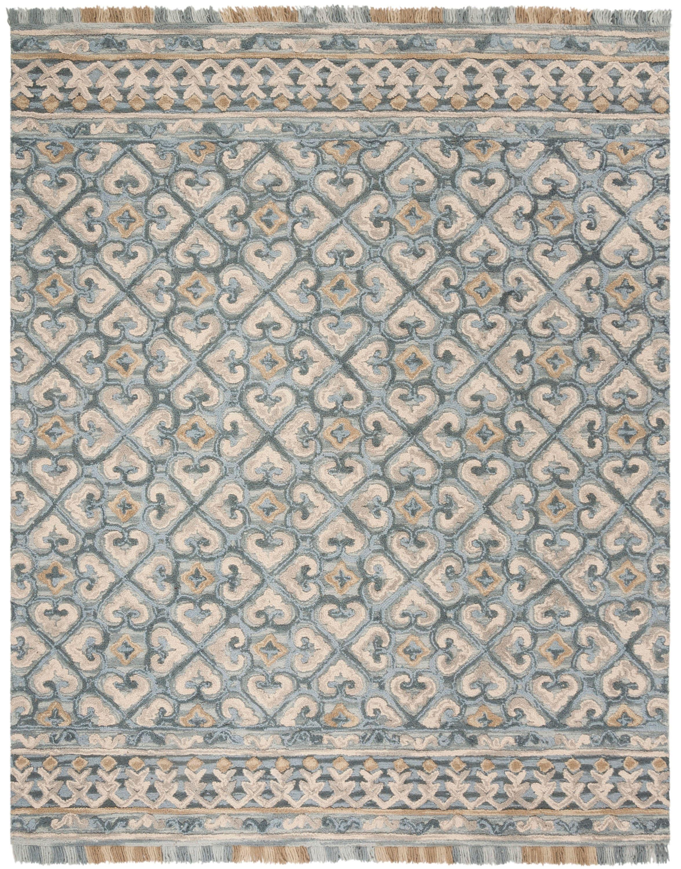 Blossom BLM420 Hand Tufted Area Rug - Light Beige/Blue - 8'x10' - Safavieh.