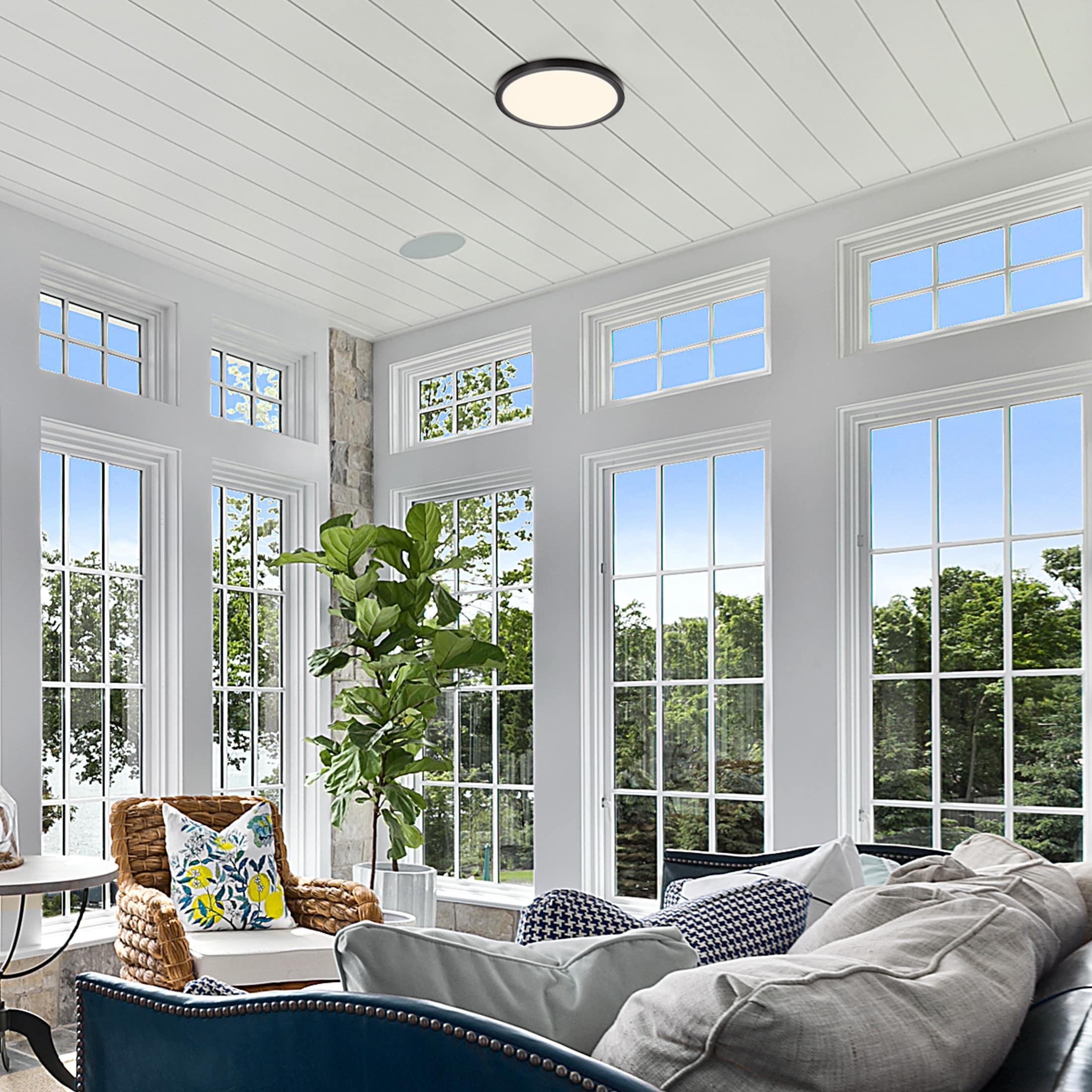 Maxxima 12 in. LED Flush Mount Ceiling Light, 5 CCT Round Panel Light