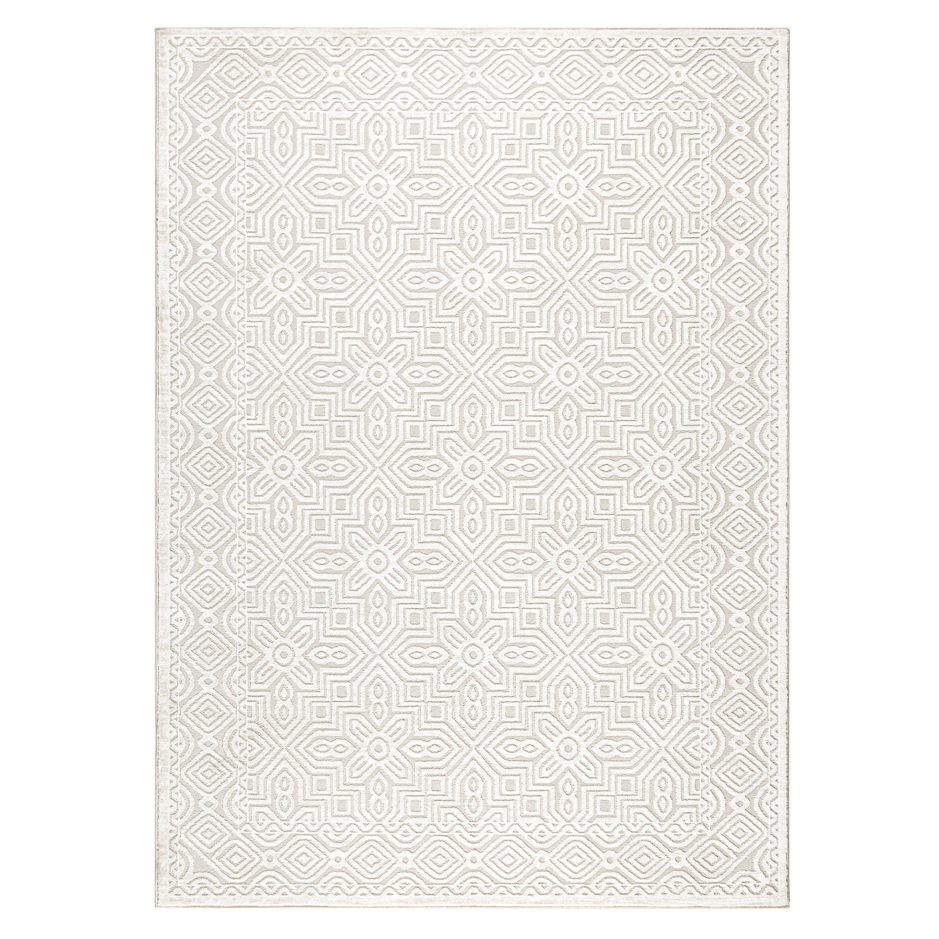 TOWN & COUNTRY LUXE Maya Medallion Indoor Area Rug with High-Low Texture, Ivory/Greige