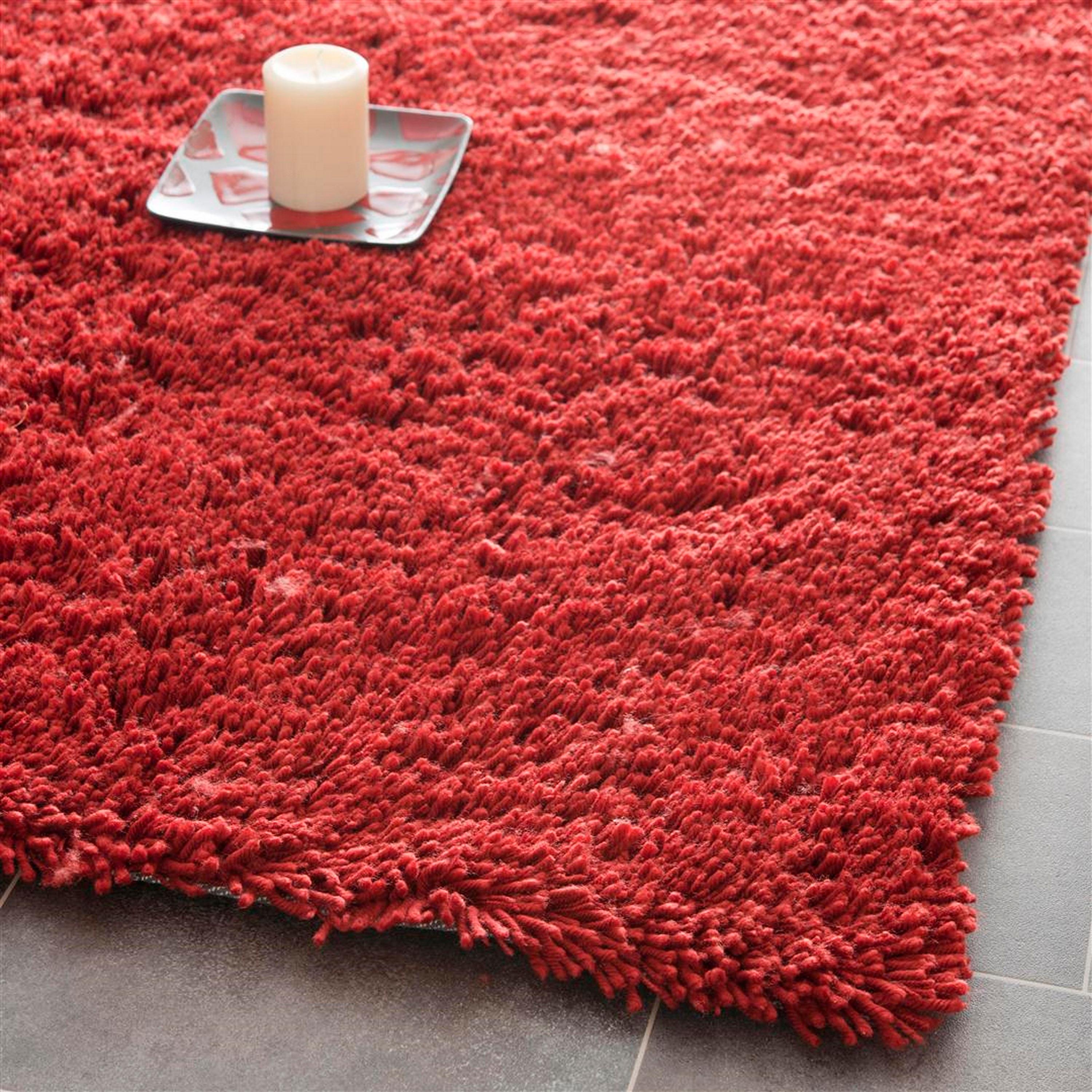 SAFAVIEH August Sophia Solid Shag Area Rug, Red, 9' x 12'