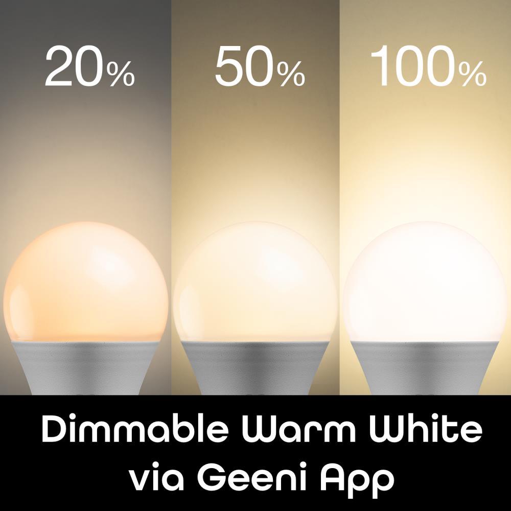 Geeni Smart LED Light Bulb 3-Pack  A19 WiFi Dimmable Soft White 800 Lumens, Works with Alexa & Google Assistant, Voice Control, Energy Efficient Smart Bulbs