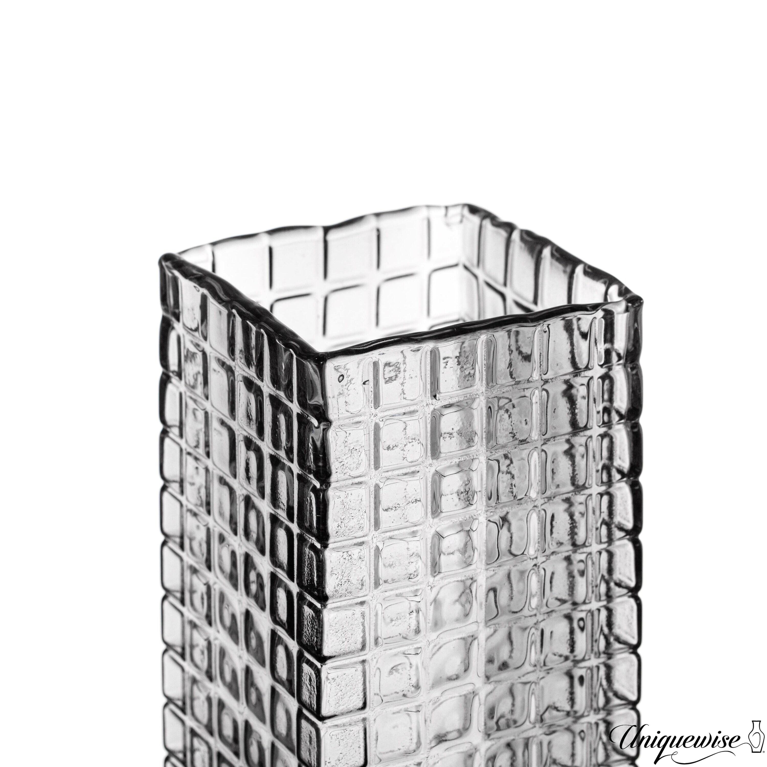 Uniquewise Set of 2 Square Frosted Grey Glass Table Vase - A Timeless Centerpiece for Dining Tables, Living Rooms, Bedrooms, Hotel Reception Areas