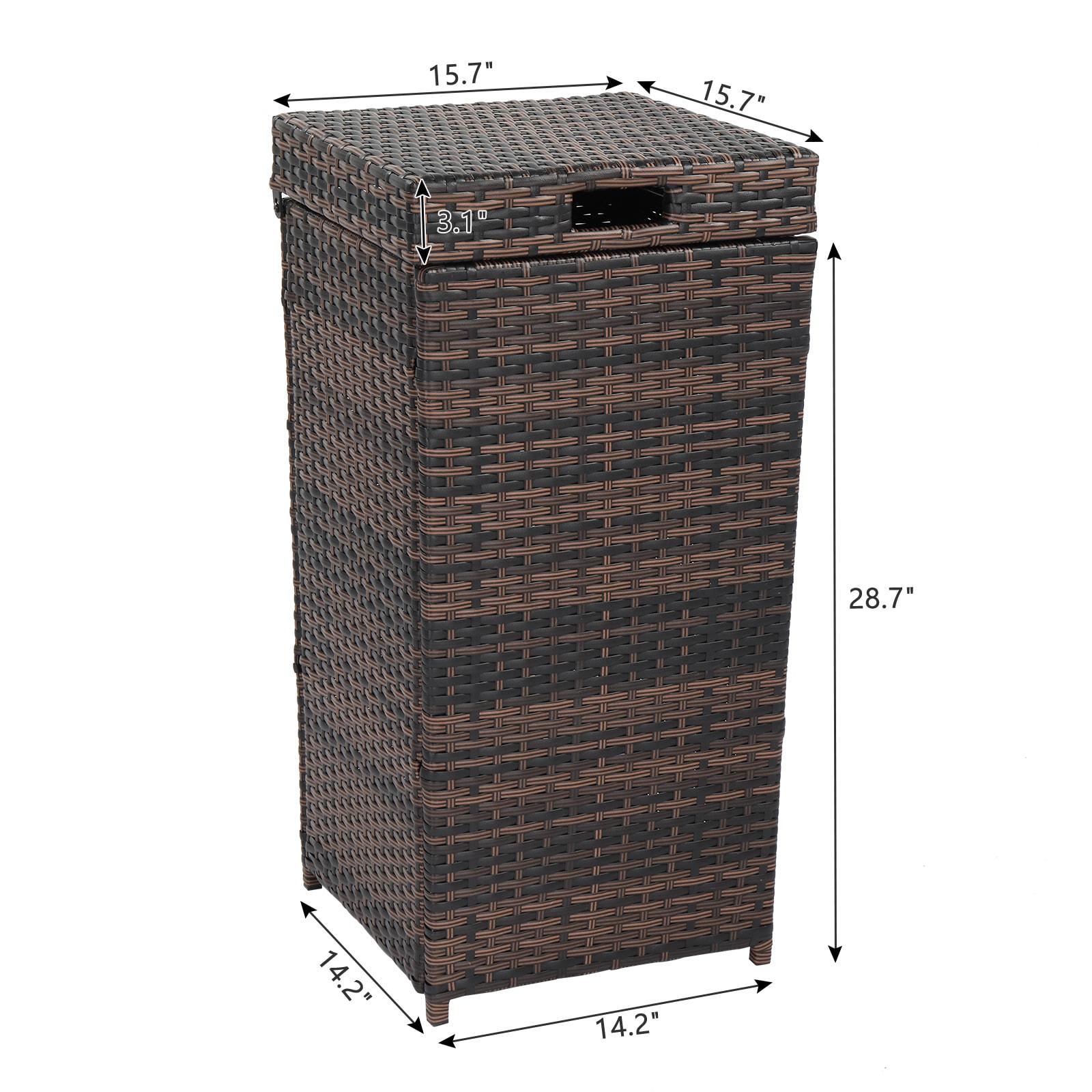 Winado Wicker Manual Lift Outdoor Trash/Recycling Bins - 26.7 Gallons