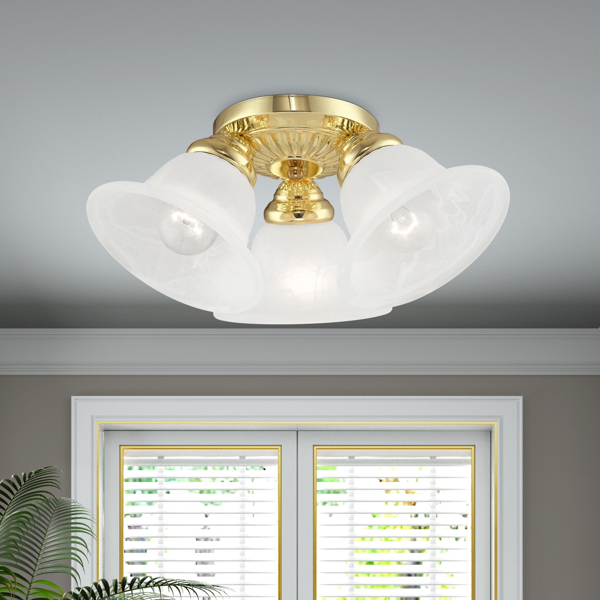 Livex Lighting Edgemont 3 - Light Flush Mount in  Polished Brass