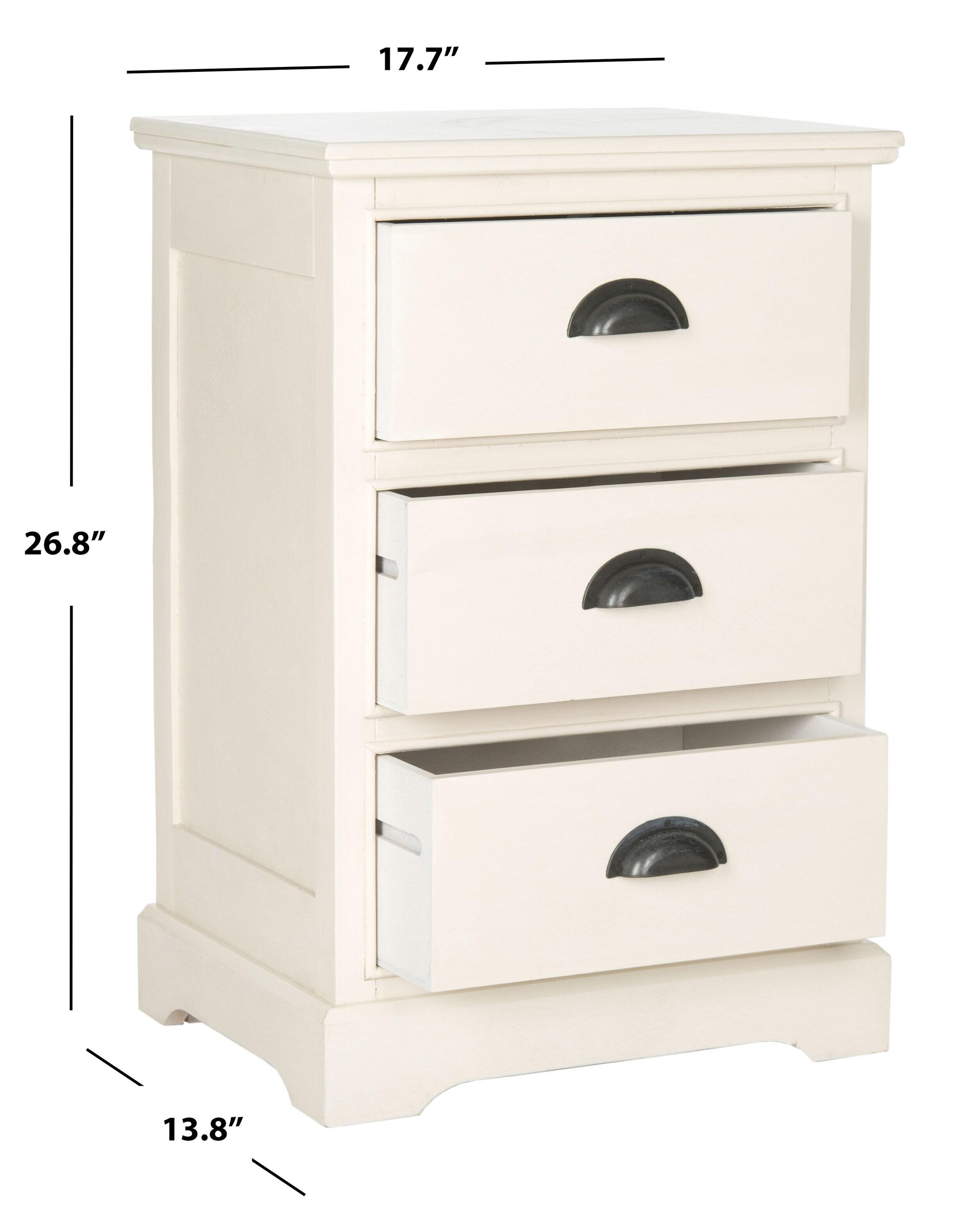 Griffin 3 Drawer Side Table - White - Safavieh.