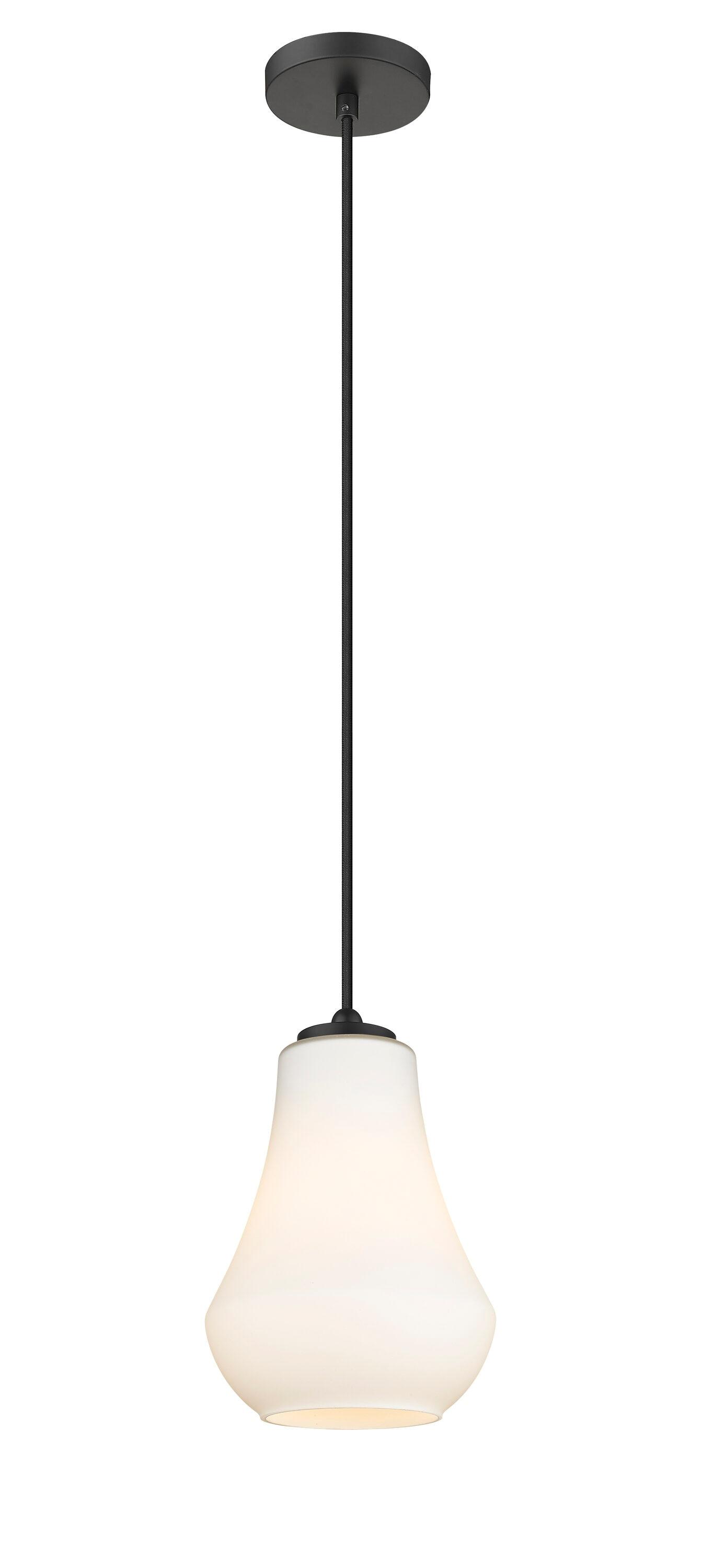 Fairfield Matte Black Mini Pendant with Nickel Accents and Glass Shade