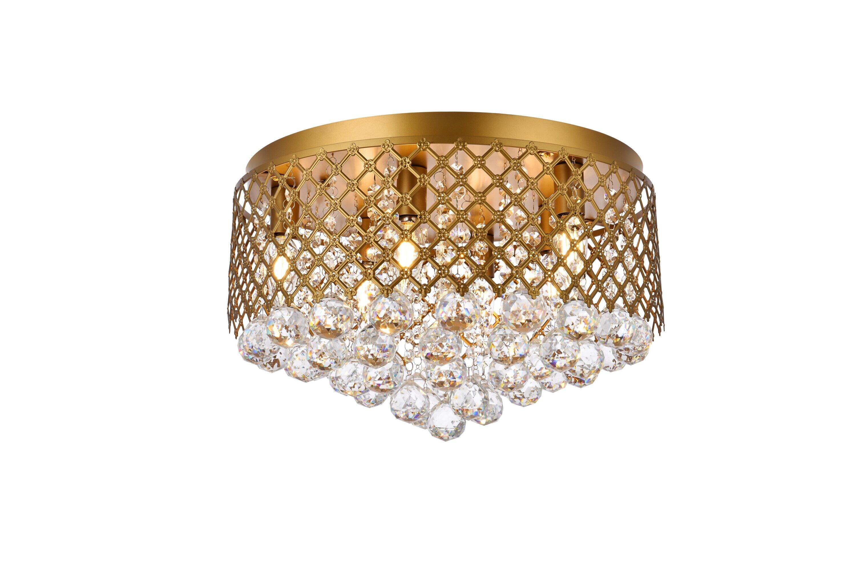Elegant Lighting Tully 6 lights brass flush mount