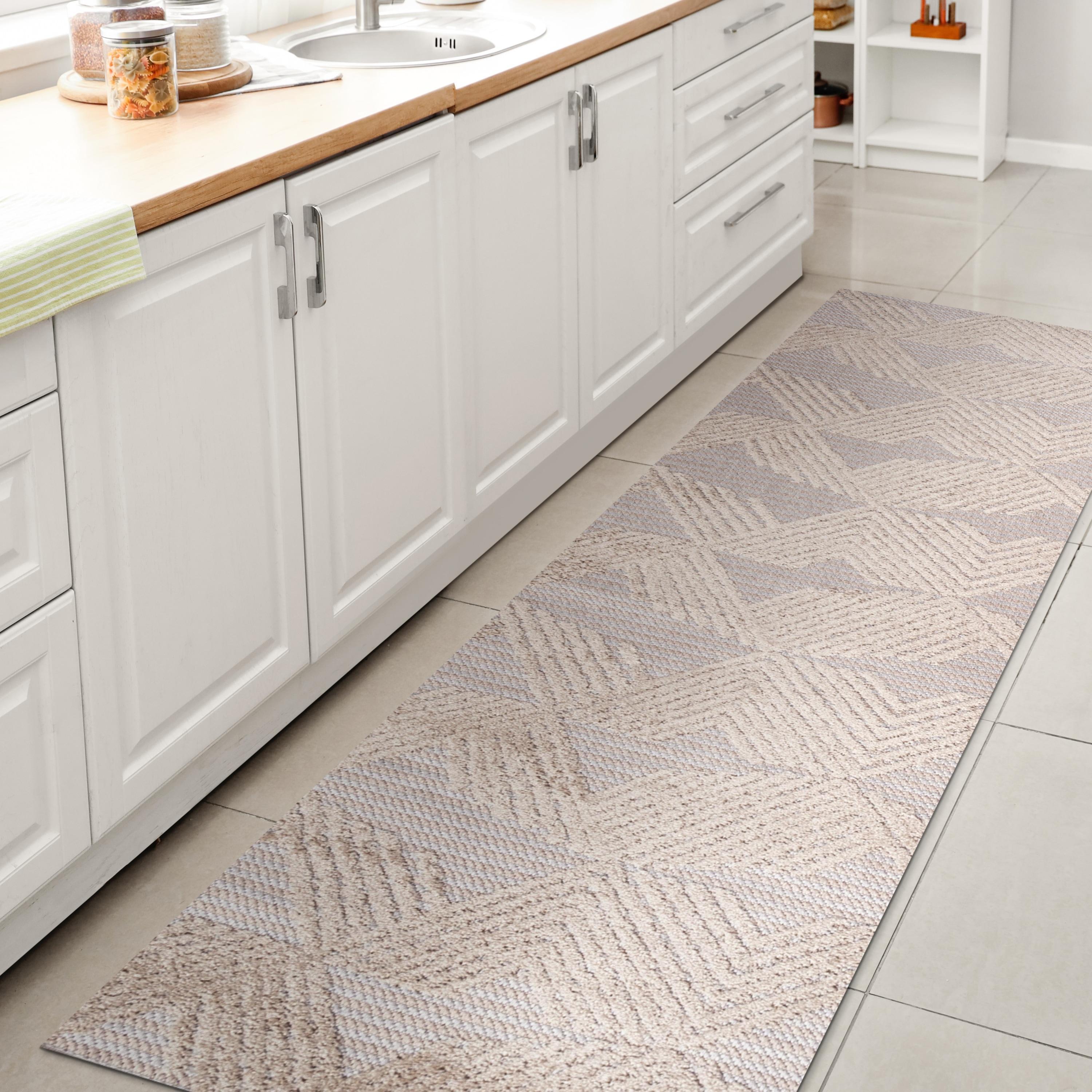 2'x10' Jazz High-Low Pile Art Deco Geometric Indoor/Outdoor Runner Rug, Beige - JONATHAN Y