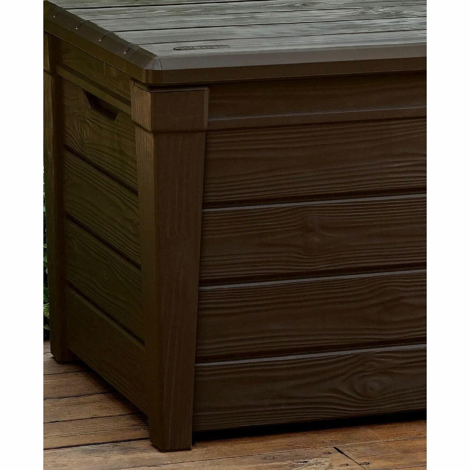 Keter Brightwood 120 Gallon Large Durable Outdoor Storage and Weather Resistant Resin Deck Box