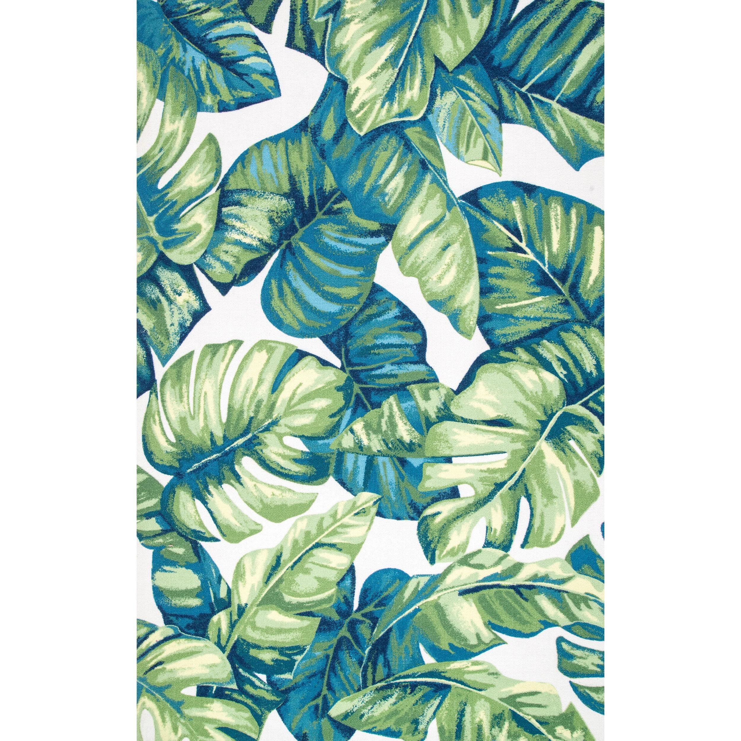 Nuloom Lisa Floral & Paisley 4 Round Indoor/Outdoor Accent Rug for Living Room Patio Deck Front Porch Entryway Kitchen, Green Multicolor/Ivory