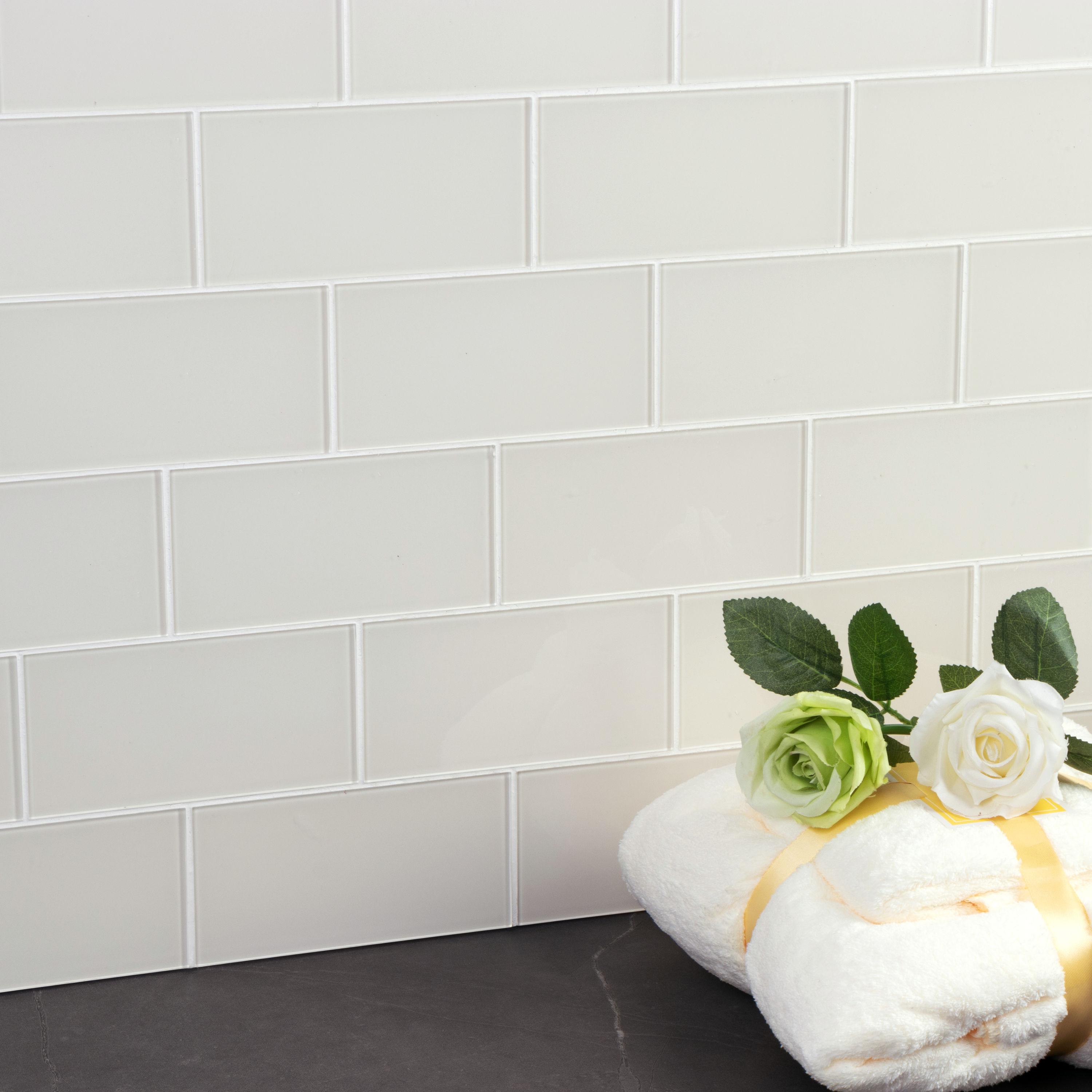 3'' W x 6'' L Glass Peel and Stick Subway Tile