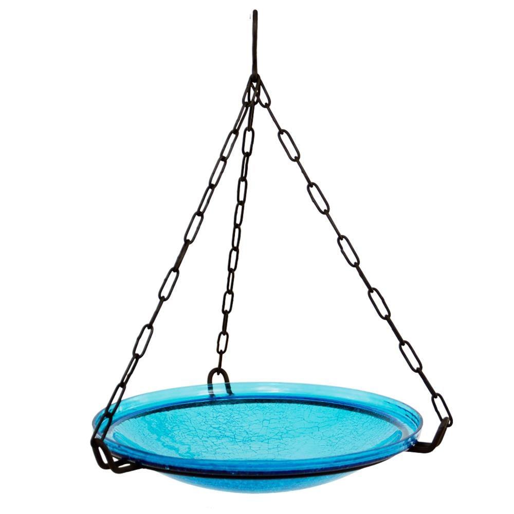 2.5" Reflective Crackle Glass Birdbath Bowl Teal Blue - Achla Designs: Hand-Blown, Weather-Resistant, Freestanding