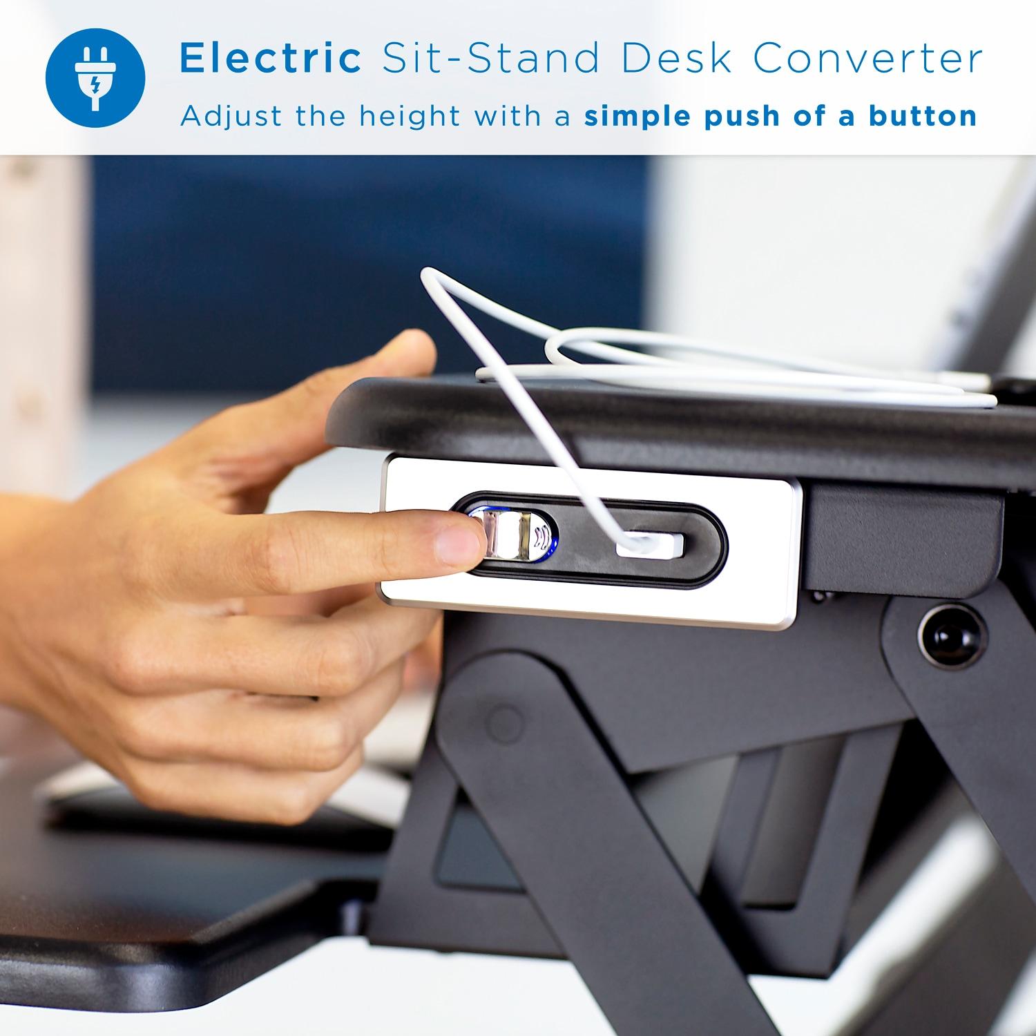 Mount-It! Electric Mobile Adjustable Standing Workstation with Wheels | Rolling Sit Stand Workstation with Programmable Height Adjustment Controller