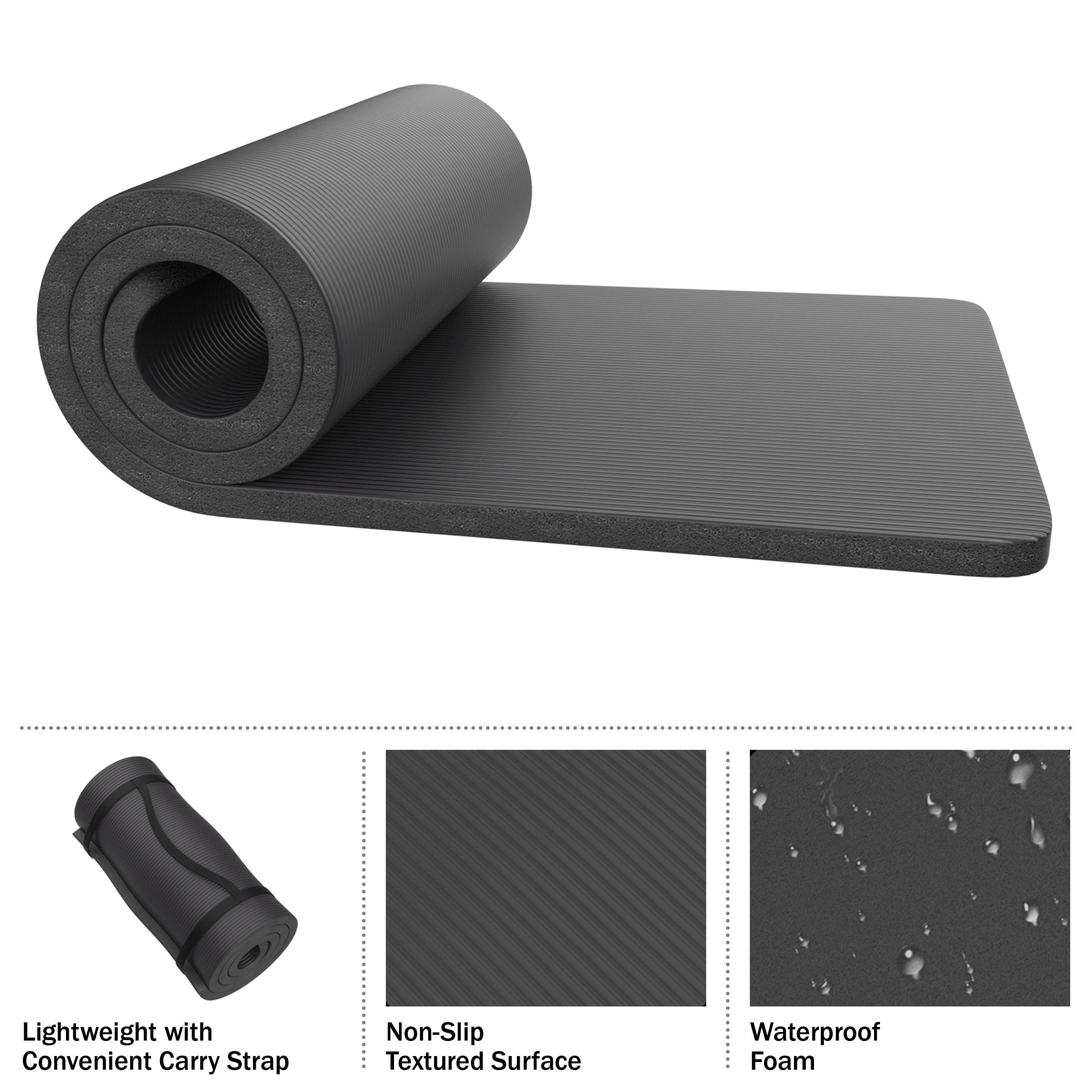 Set of 2 Foam Sleeping Mats for Camping – Extra-Thick 1.25-Inch Waterproof Sleep Pad Set with Carry Straps for Tents or Sleepovers by Wakeman (Black)