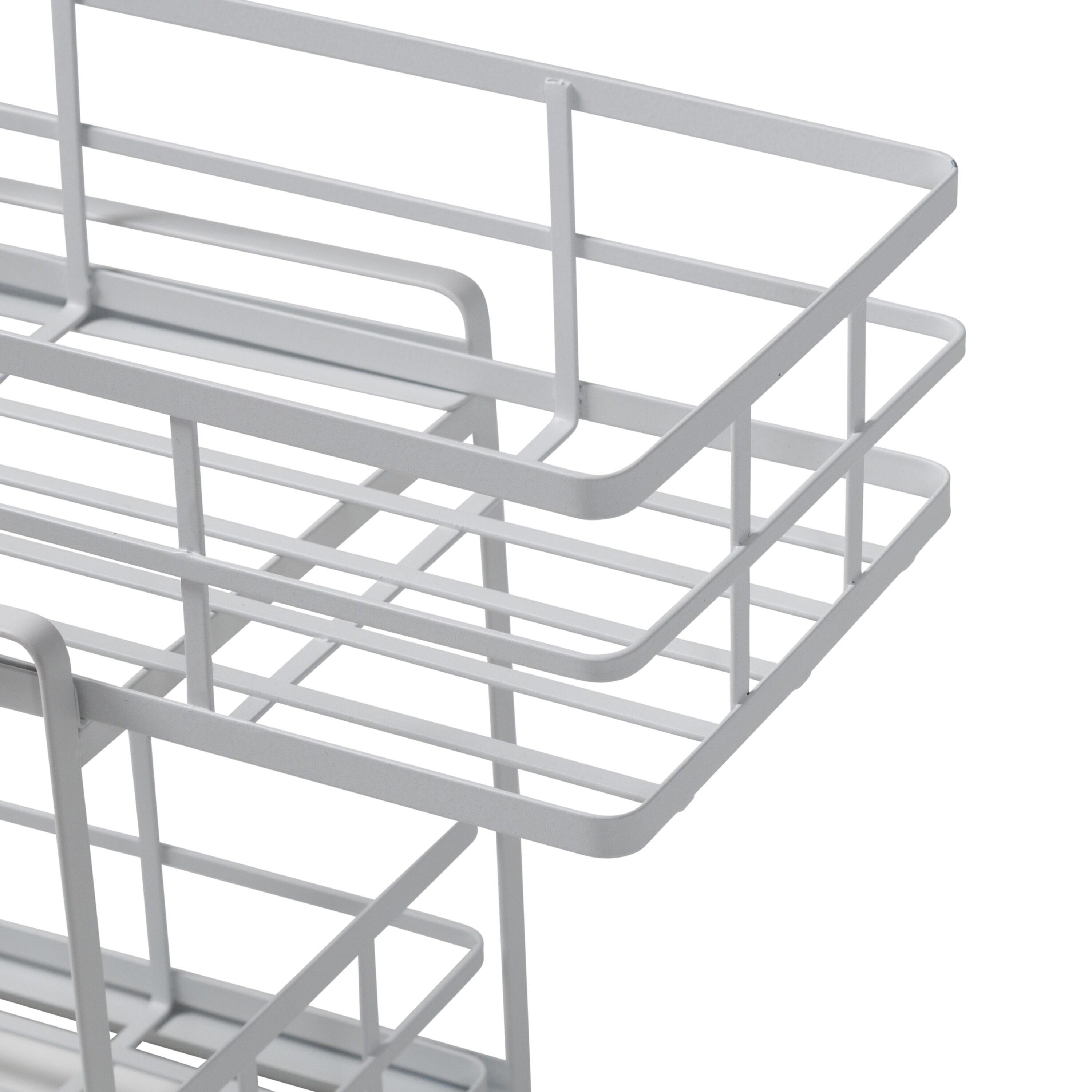 Honey-Can-Do Flat Wire Sliding Basket Organizer - White: Kitchen Organizer, Under Sink Storage, Steel, 12" H x 14" W x 8" D
