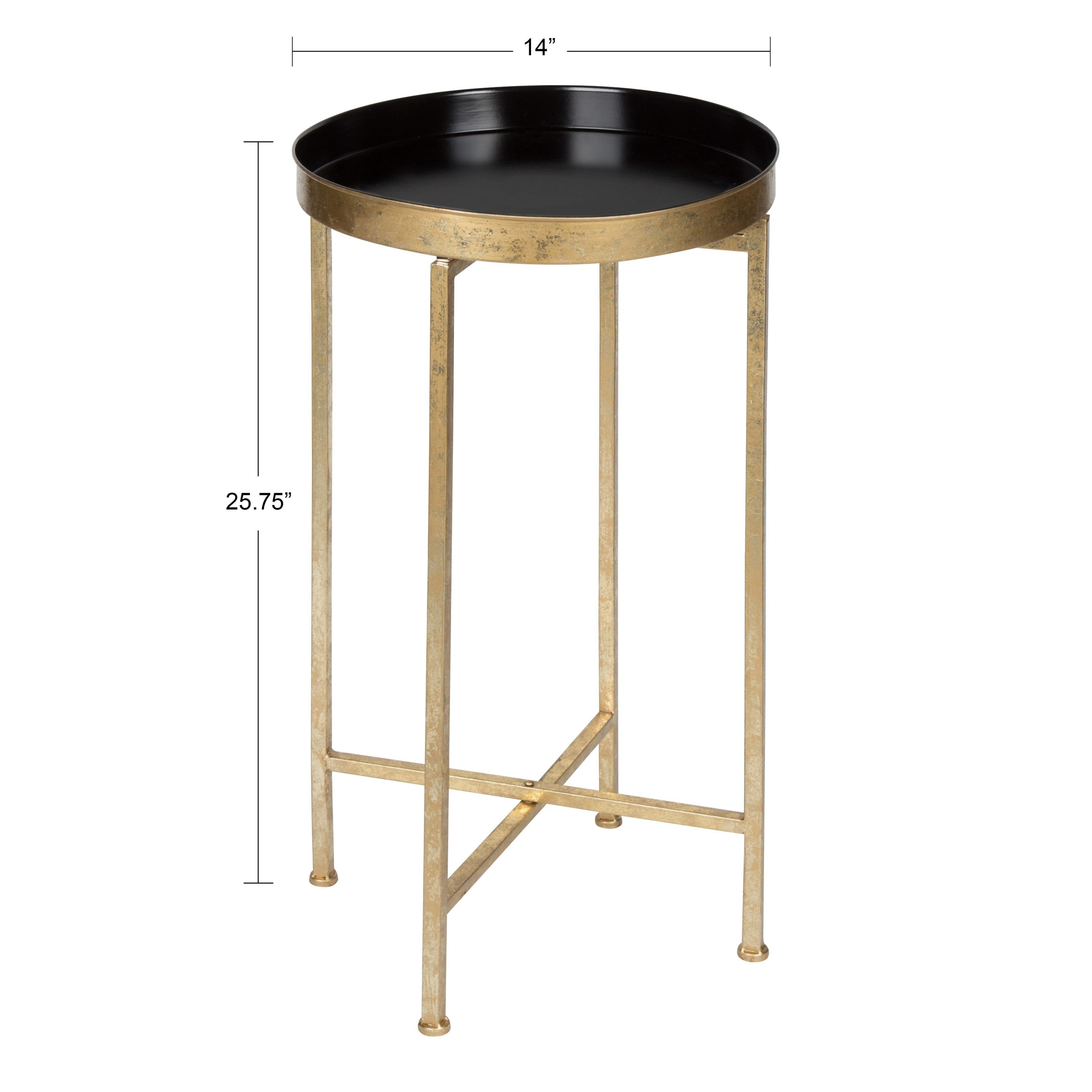 Kate and Laurel Celia Round Metal Tea Table, 14x14x25.75, Gold and Black