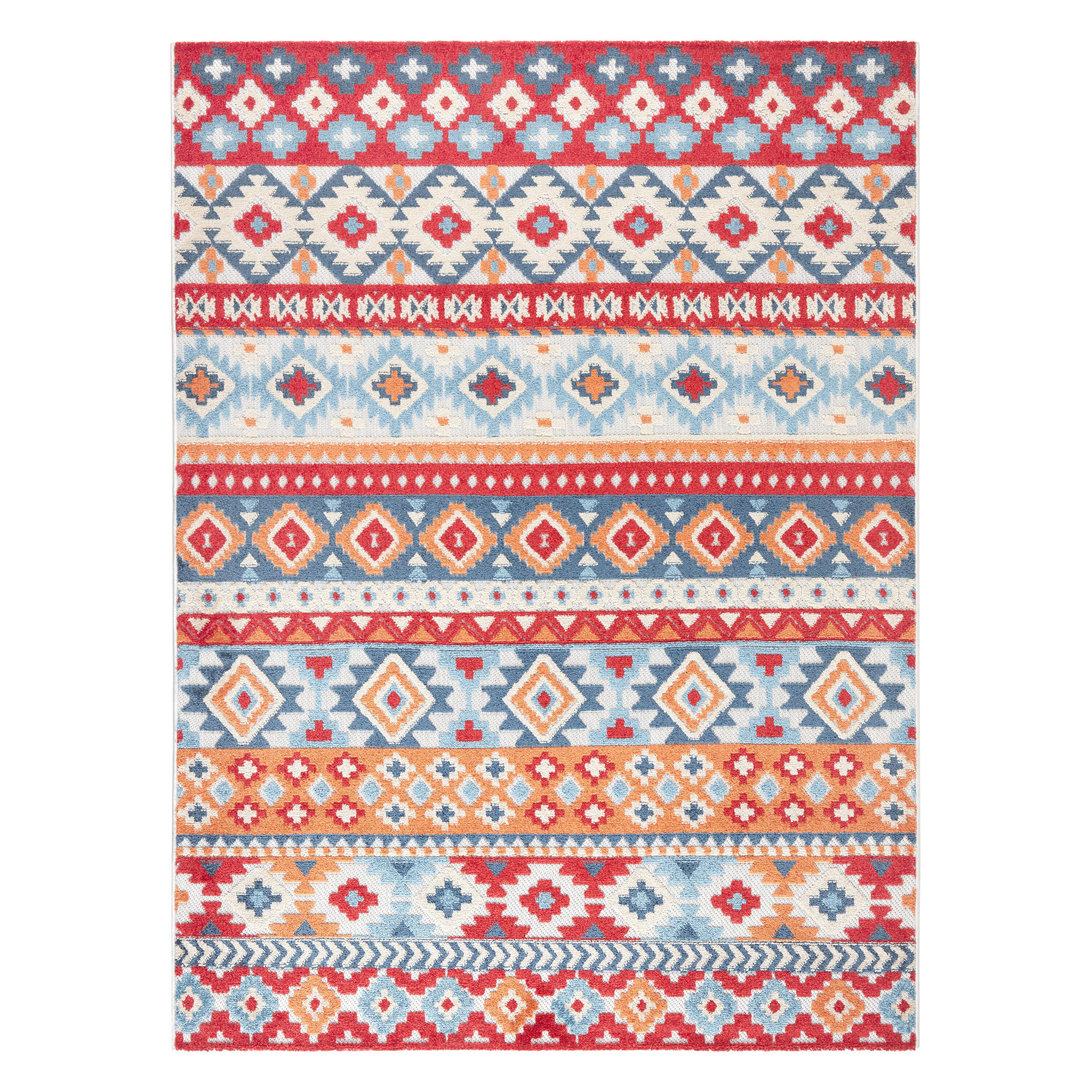 TOWN & COUNTRY EVERYDAY Dahlia Southwestern Stripe Outdoor Rug Red/Multi