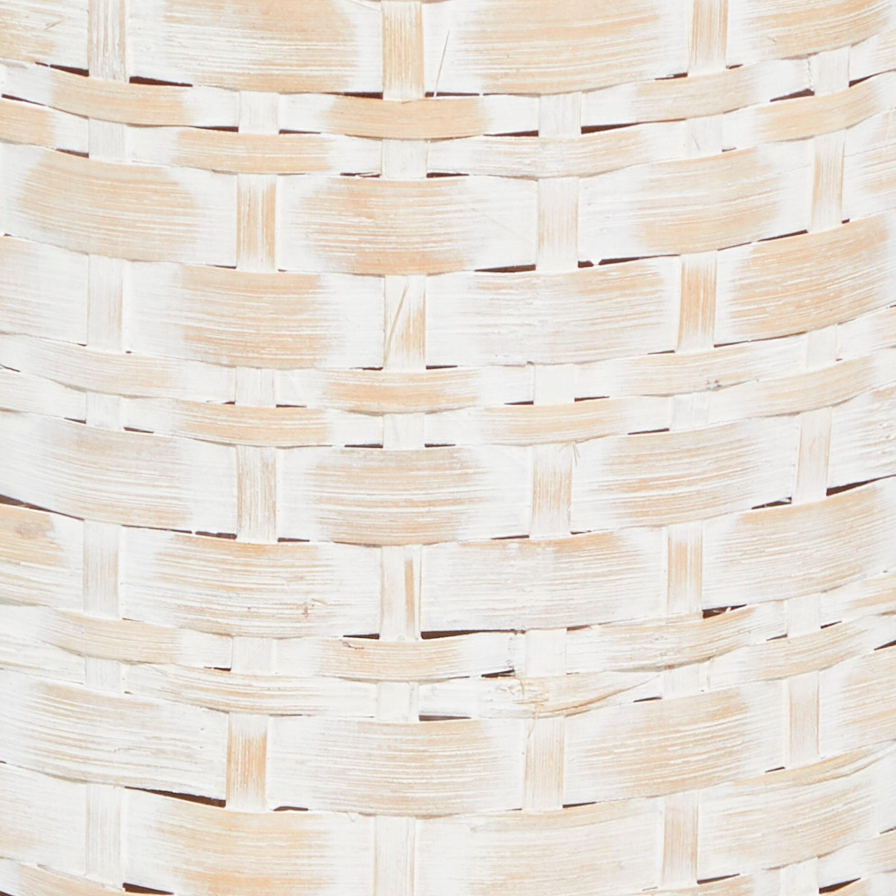 DecMode White  Bohemian Metal Vase with Distressed Weaving Pattern, 9" x 9" x 30", Features Neutral Woven Patterns