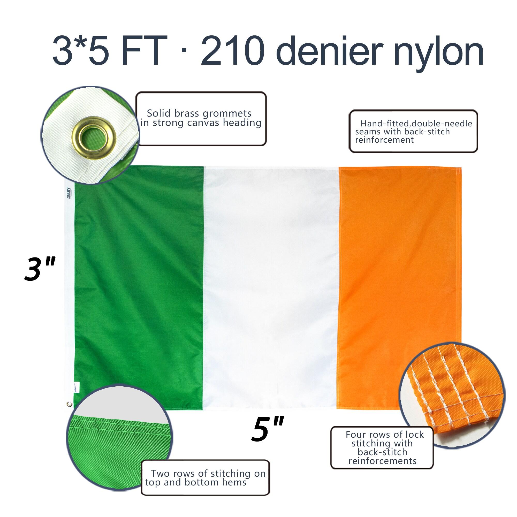 Anley EverStrong Series Ireland Flag 3x5 Foot - Nylon Embroidery IE Irish Banner Flags