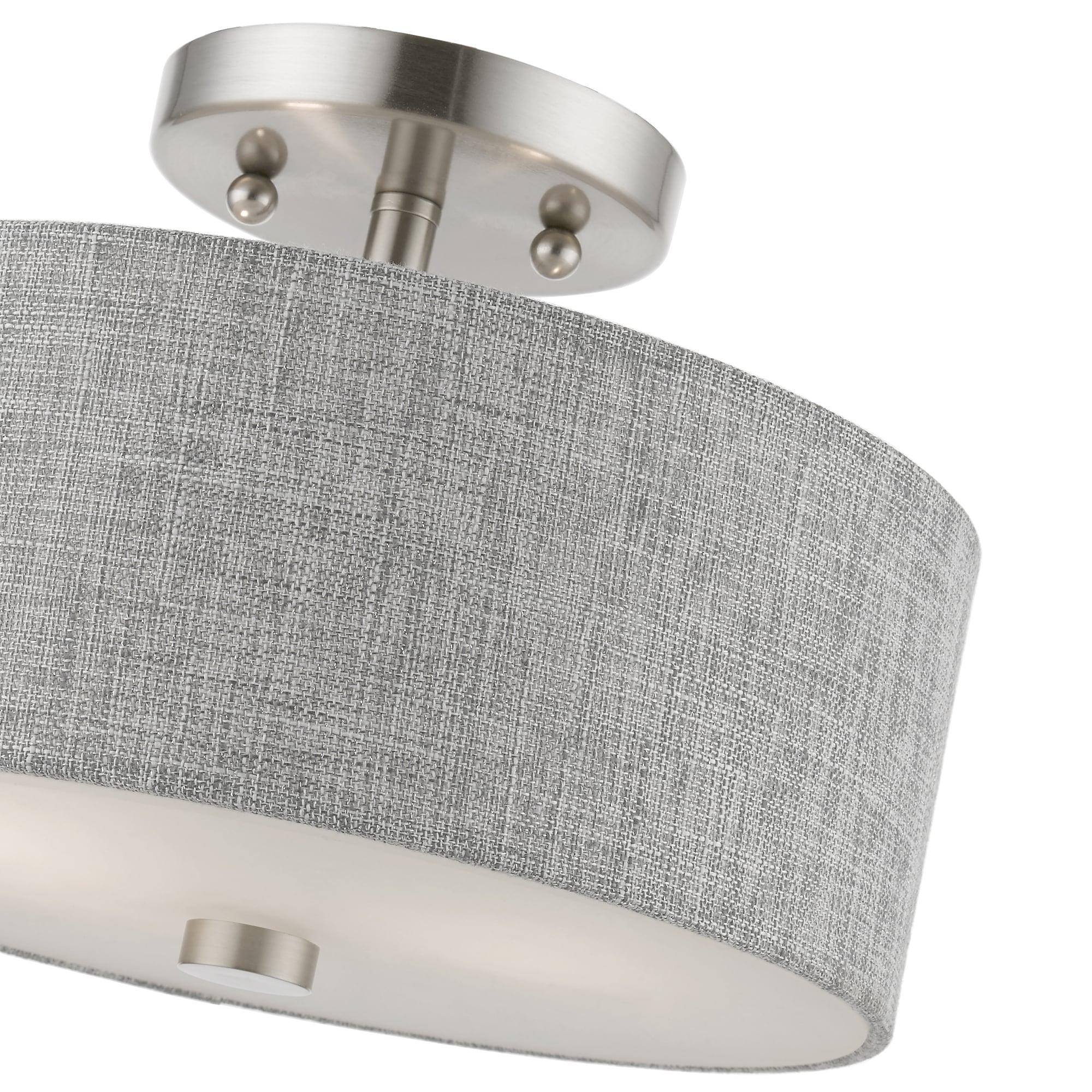 Livex Lighting Dakota 2 - Light Semi-Flush Mount in  Brushed Nickel/Shiny White