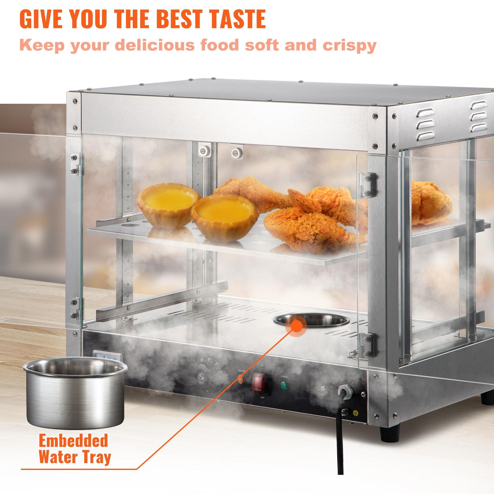 VEVOR 2-Tier Commercial Food Warmer Display - Countertop Pizza Cabinet with Light