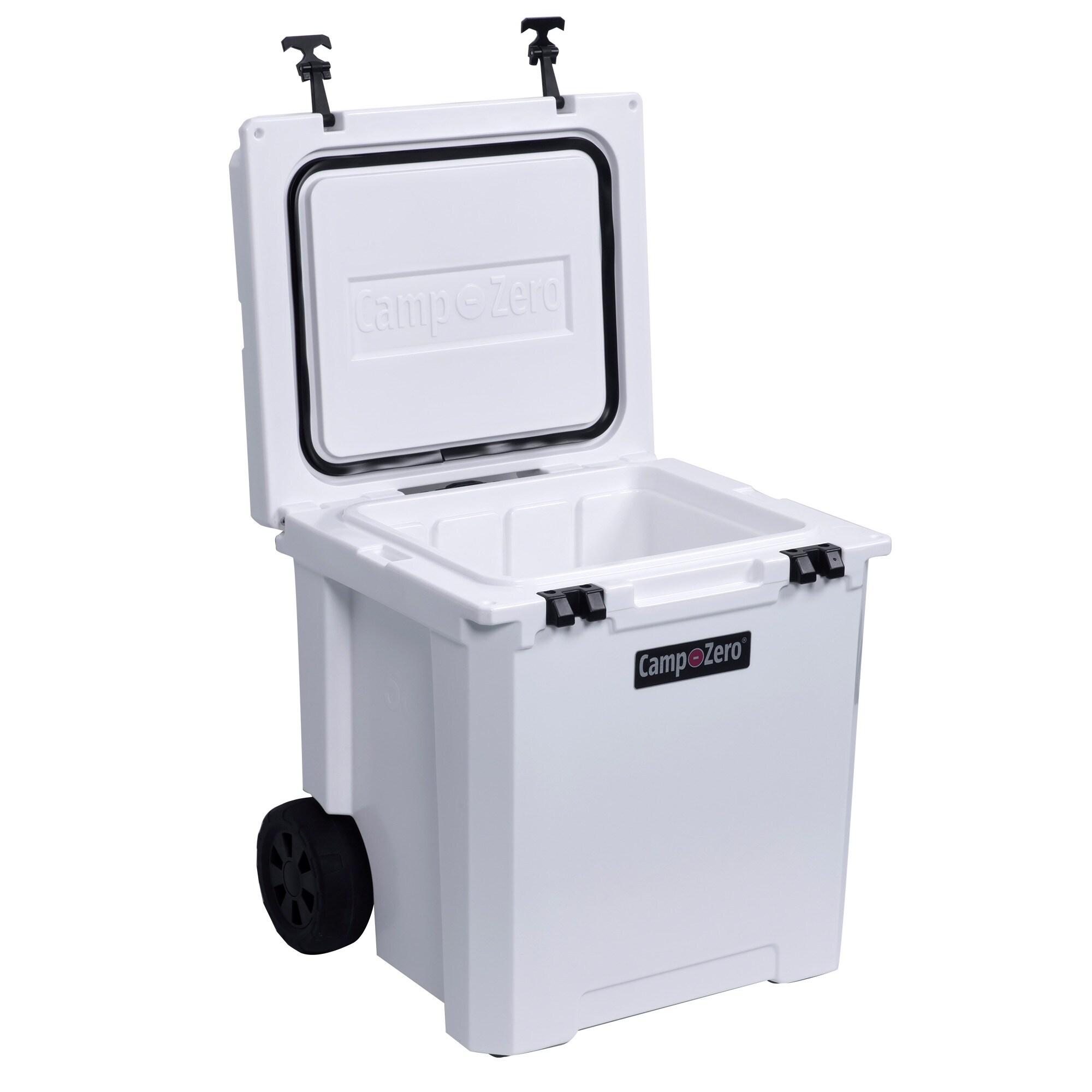 Camp-Zero 50 - 52 Qt. Premium Chest Cooler with Easy-Roll Wheels White