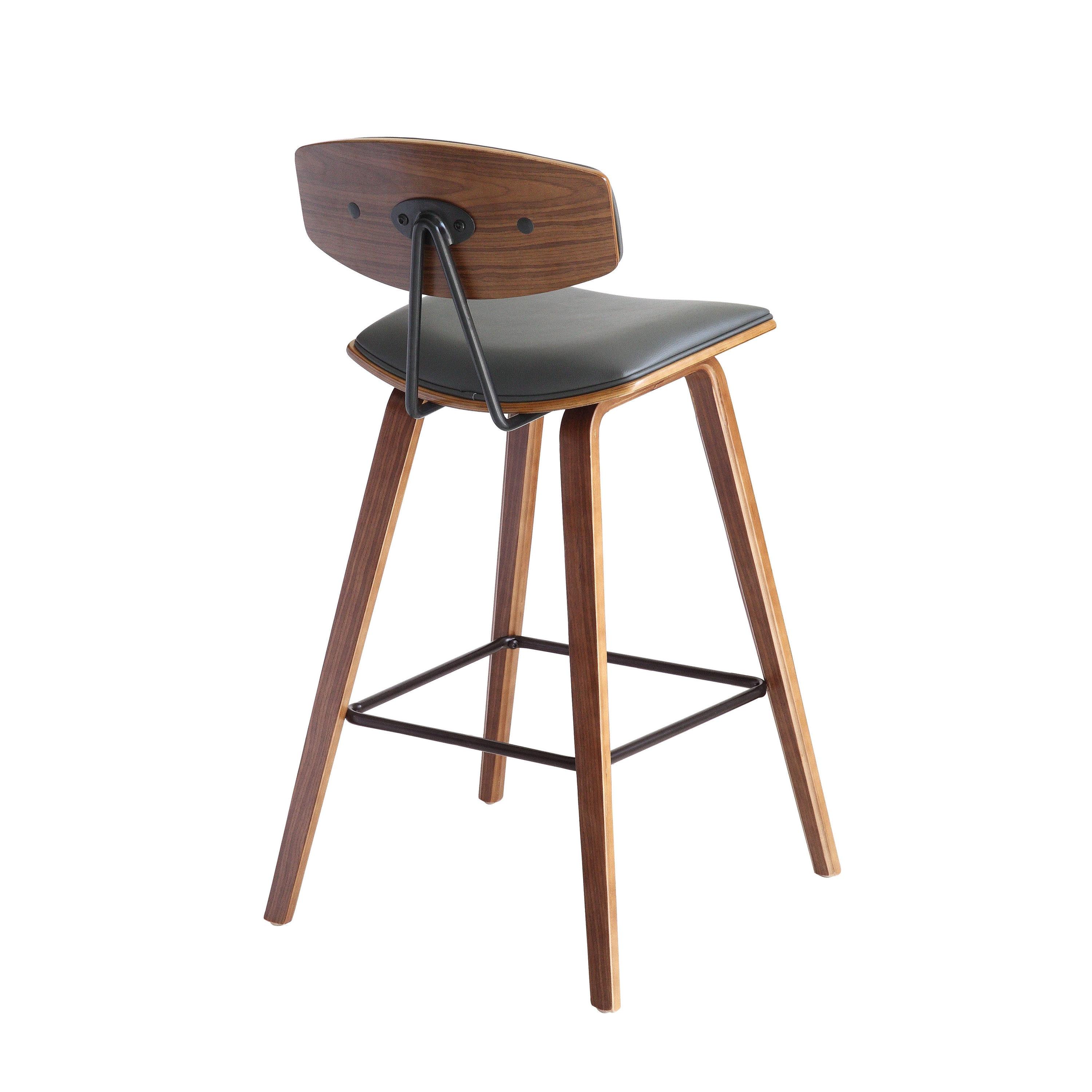 Armen Living Fox Gray 25.5-in H Counter height Square seat Upholstered Wood Bar Stool and Back