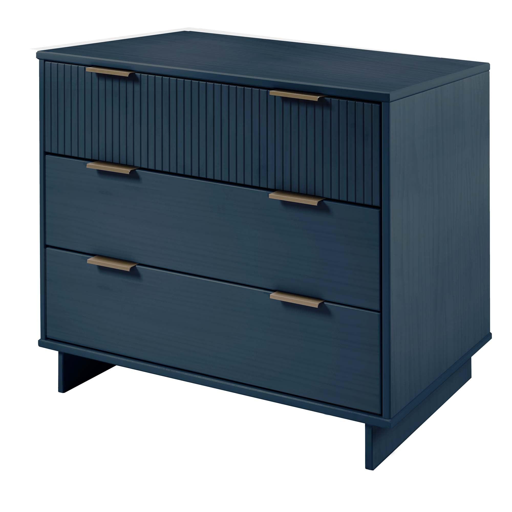 Manhattan Comfort 3pc Granville Chest with Single Dresser and Double Dresser Bedroom Set Midnight Blue: Includes Anti-Tip Hardware, Modern Style