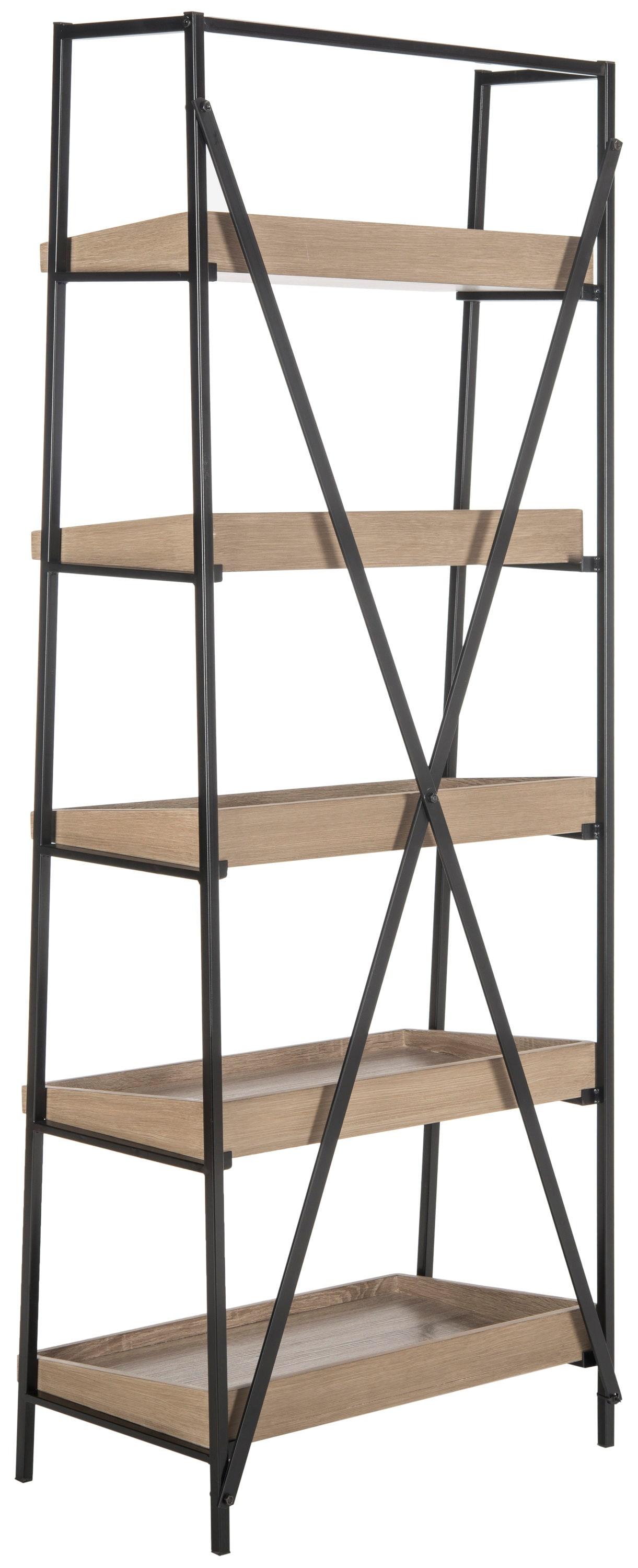 Joel Retro Mid Century 5-Tier Etagere - Light Brown/Black - Safavieh