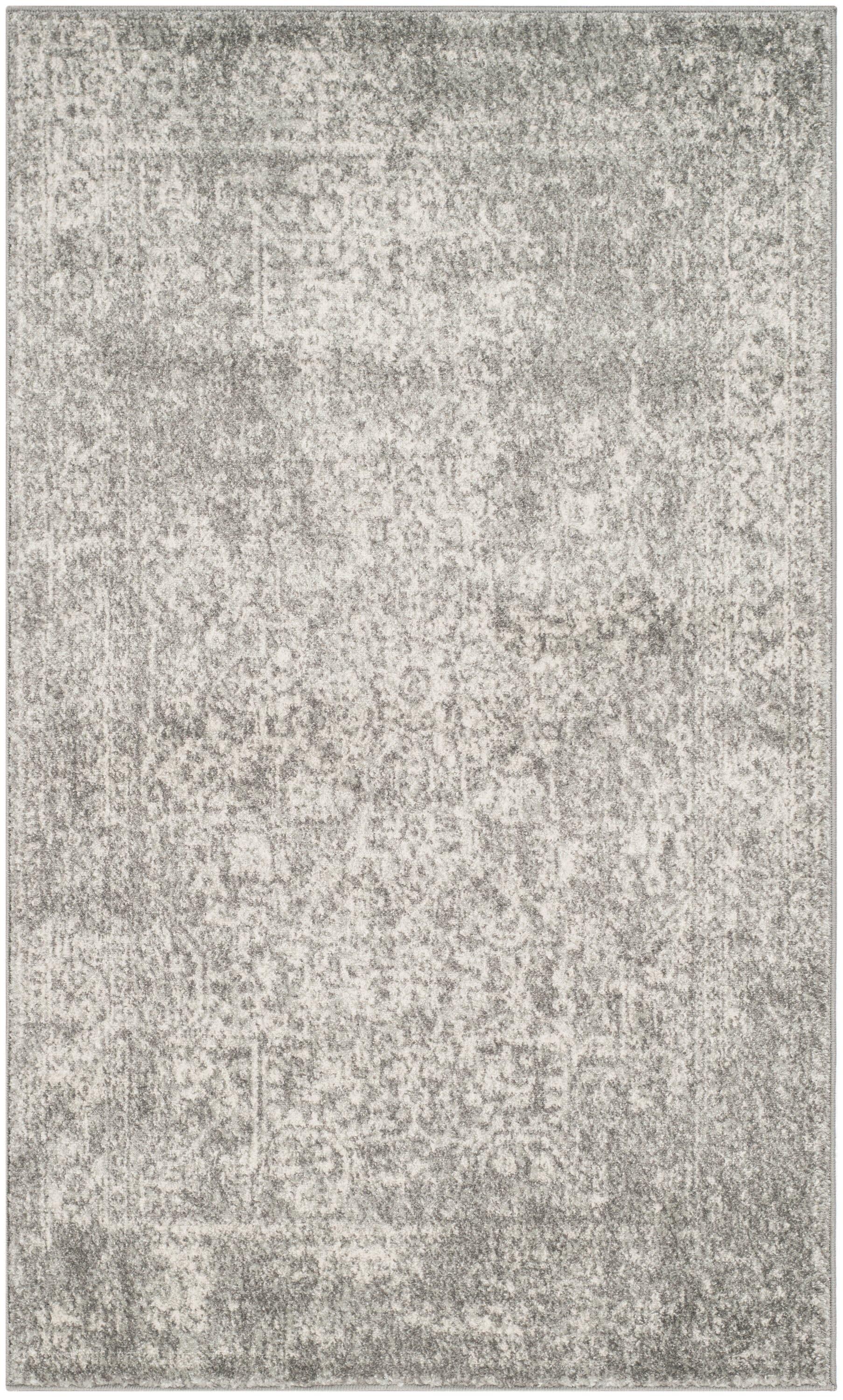 SAFAVIEH Evoke Trena Traditional Distressed Area Rug, Silver/Ivory, 3' x 5'