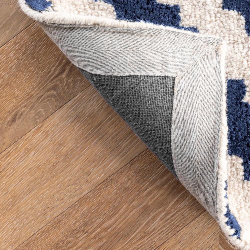 Nuloom Kellee Geometric Oval 3x5 Wool Accent Indoor Area Rug for Living Room Bedroom Dining Room Entryway Kitchen, Navy/White