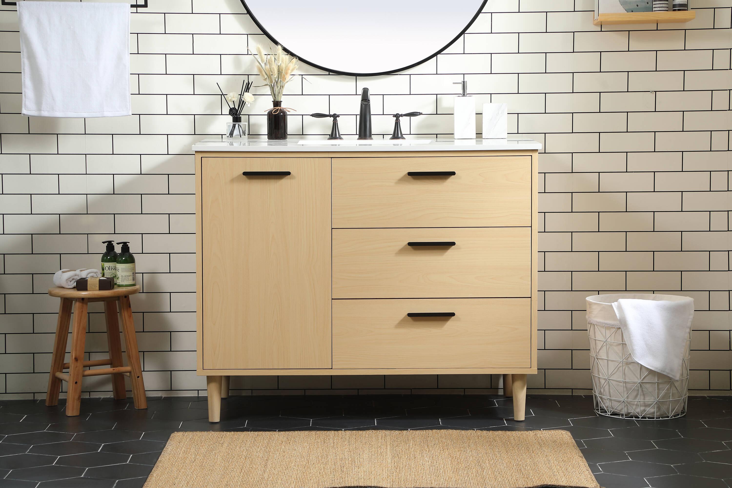 Baldwin 42'' Single Bathroom Vanity with Engineered Marble Top