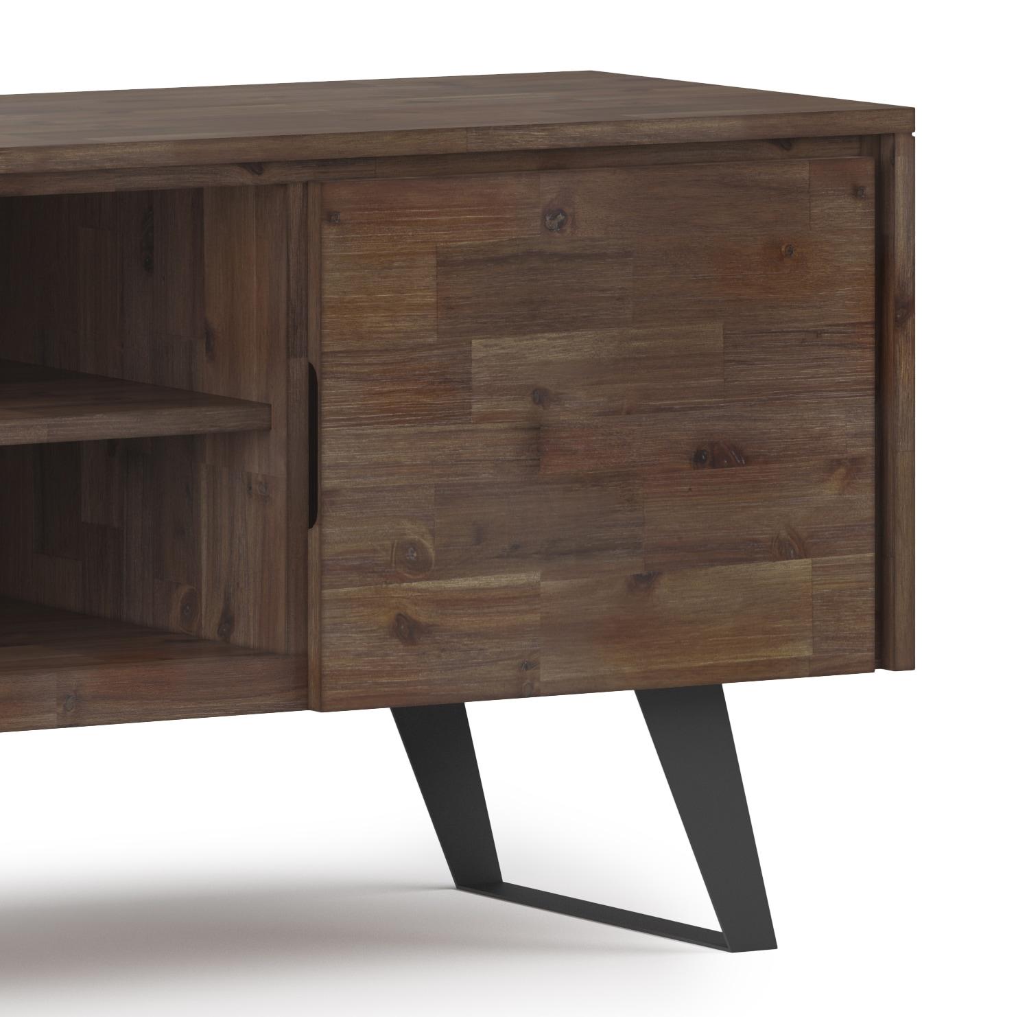 Simpli Home Lowry 63"W Solid Wood Modern Industrial TV Stand for TVs up to 70" with Storage