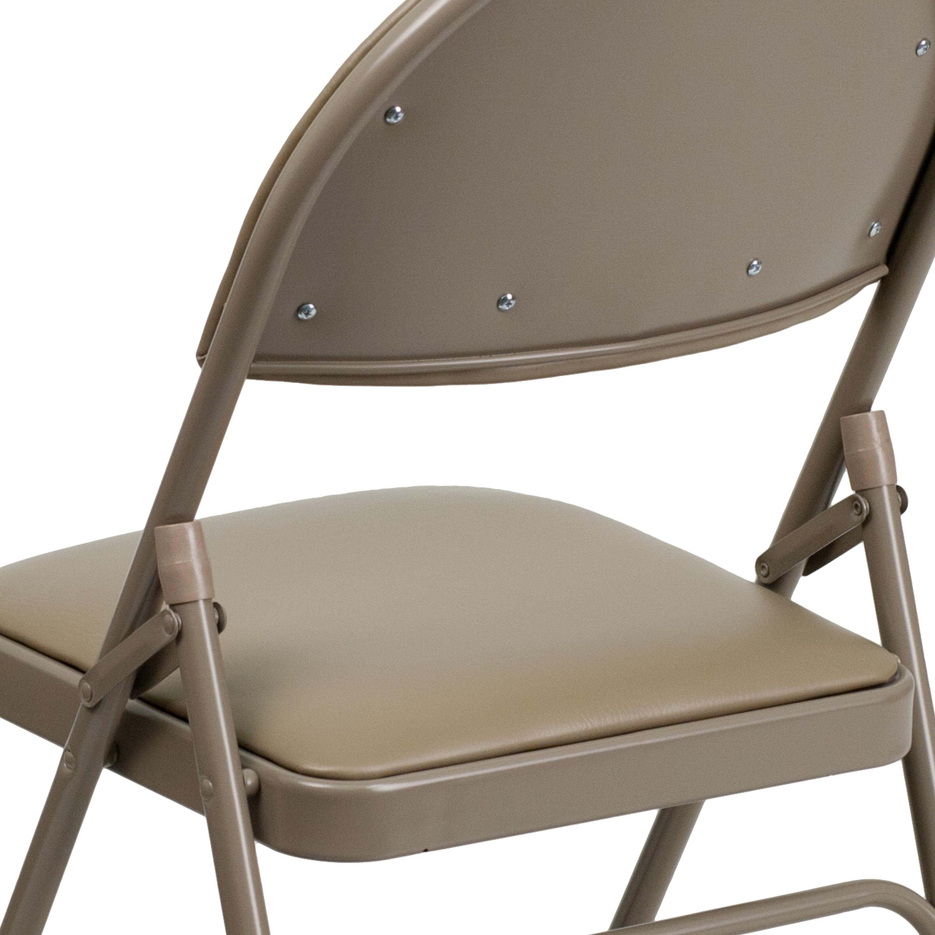 Executive Beige Vinyl High-Back Armless Chair with Metal Frame